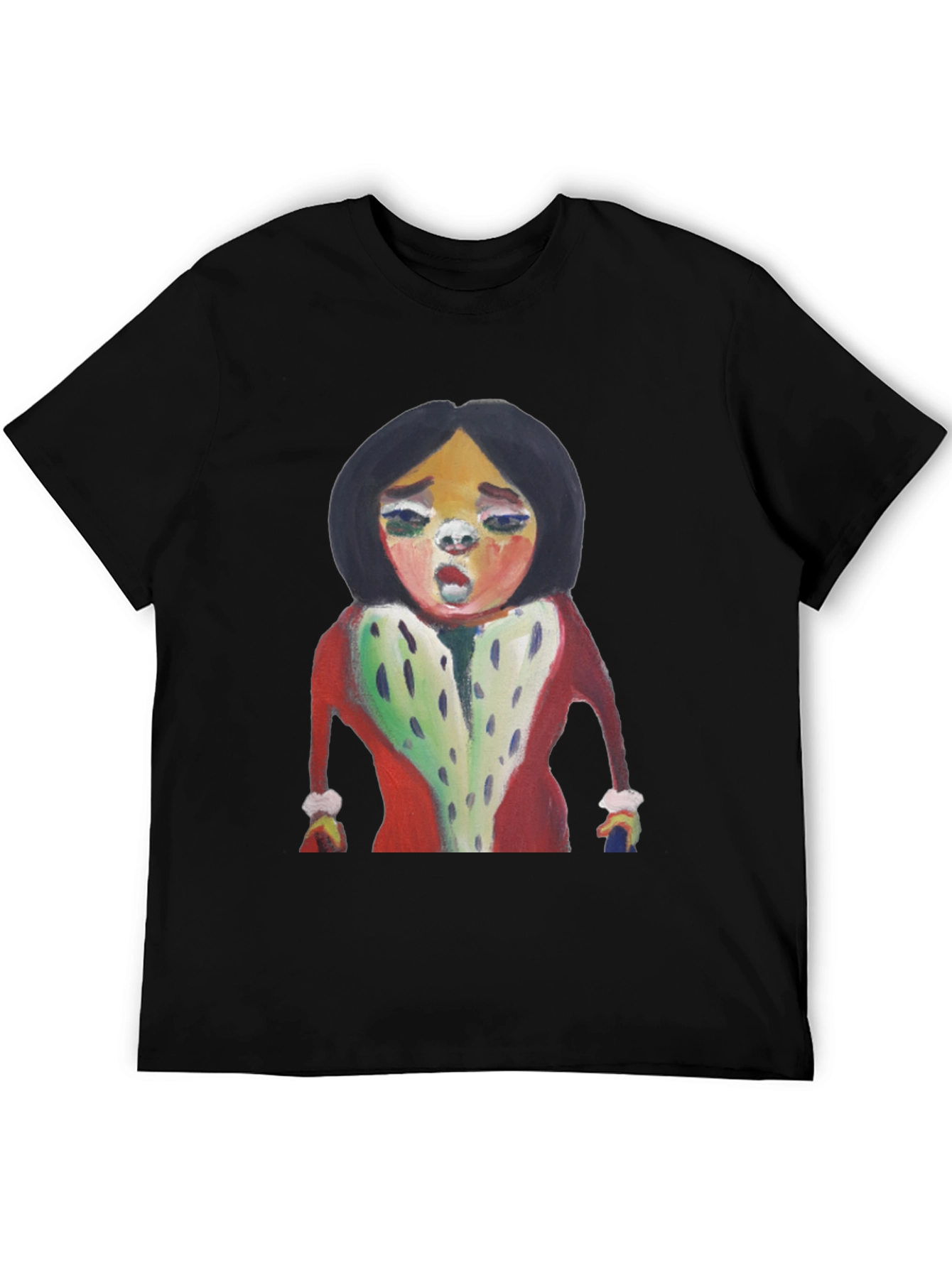 Unique Cartoon Graphic Tee - Black Cotton Casual Shirt