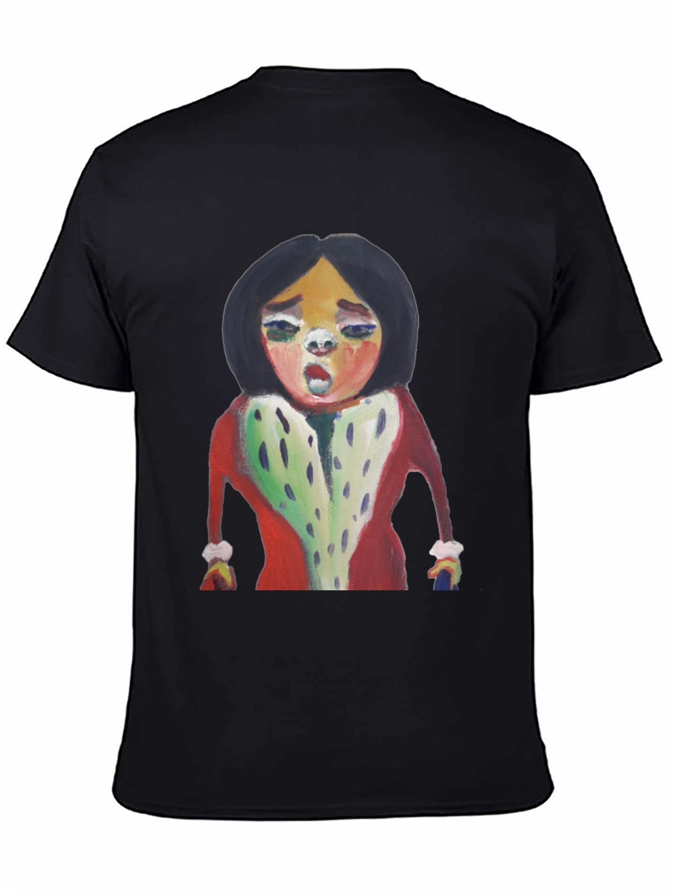 Unique Cartoon Graphic Tee - Black Cotton Casual Shirt