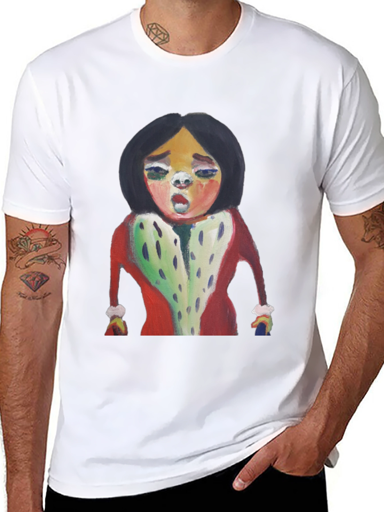 Unique Cartoon Graphic Tee - Black Cotton Casual Shirt