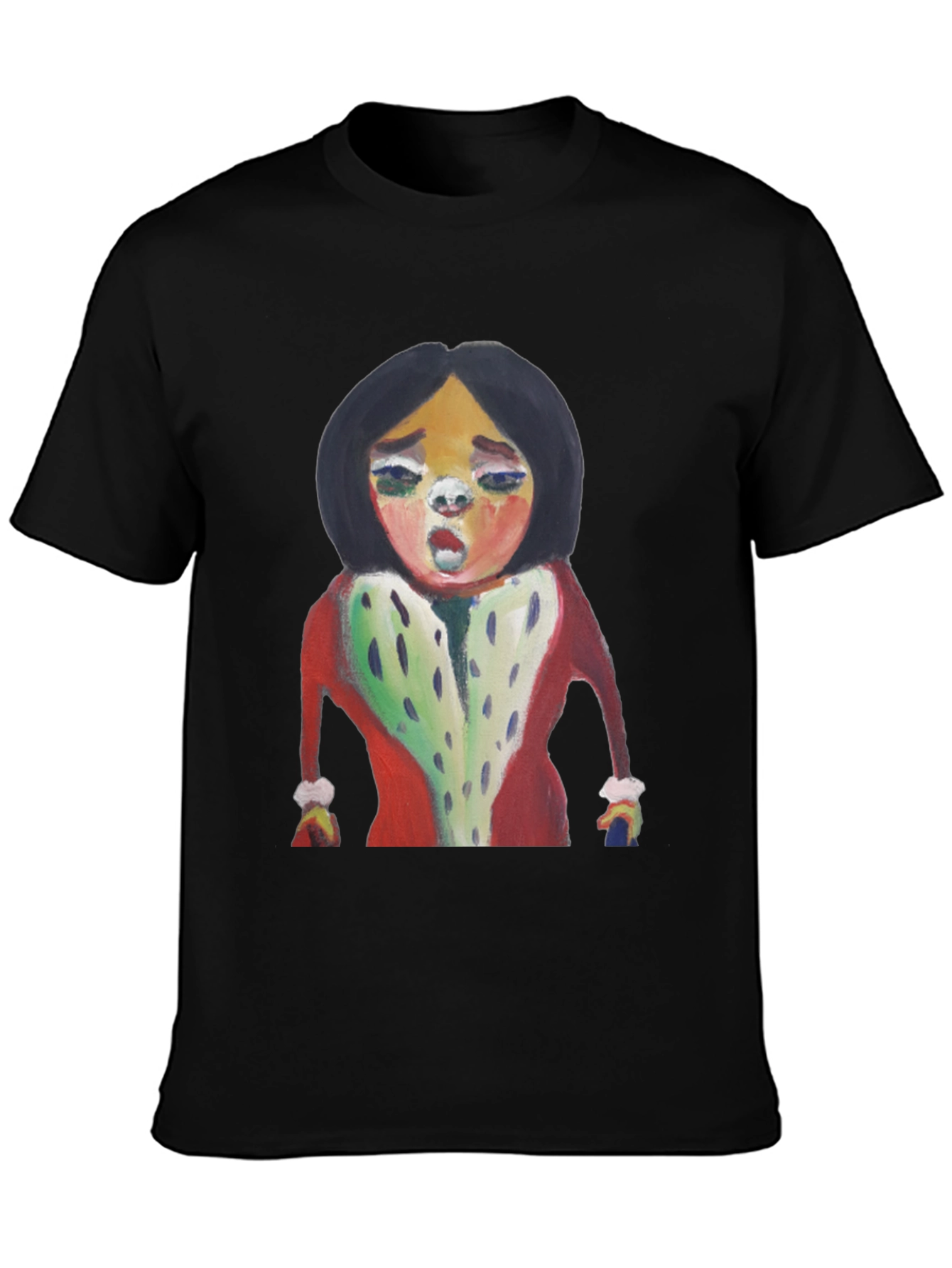 Unique Cartoon Graphic Tee - Black Cotton Casual Shirt