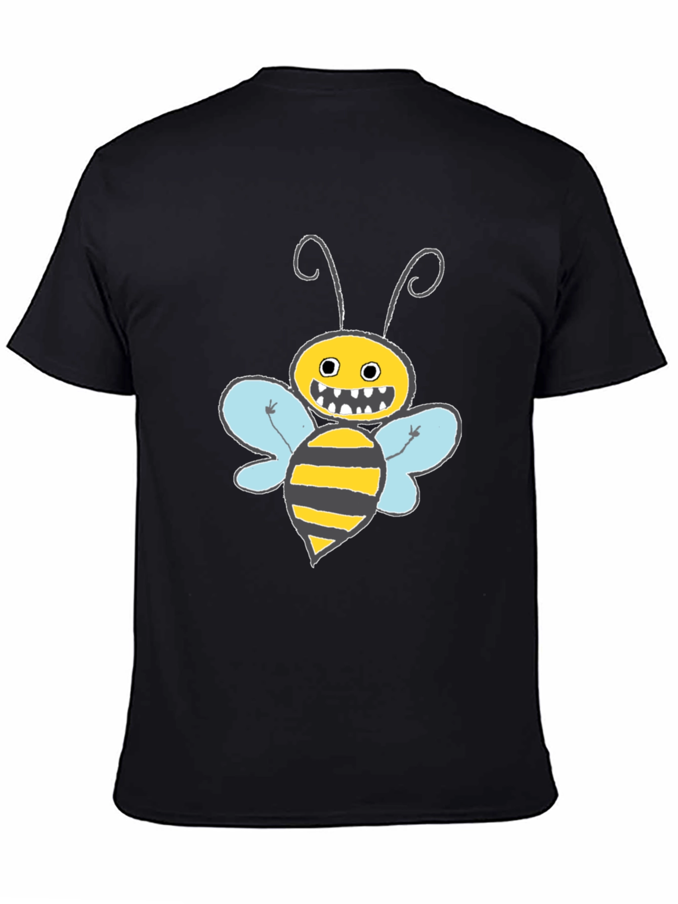 Funny Bee Graphic T-Shirt - Black Crew Neck Tee