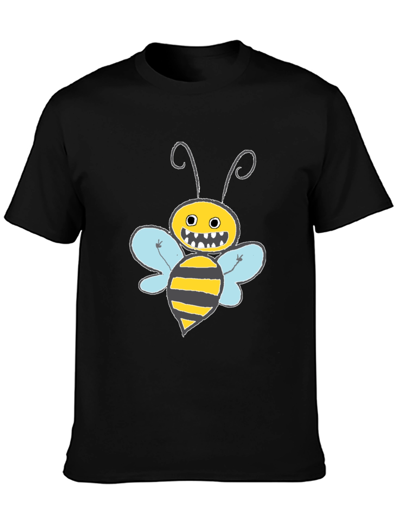 Funny Bee Graphic T-Shirt - Black Crew Neck Tee
