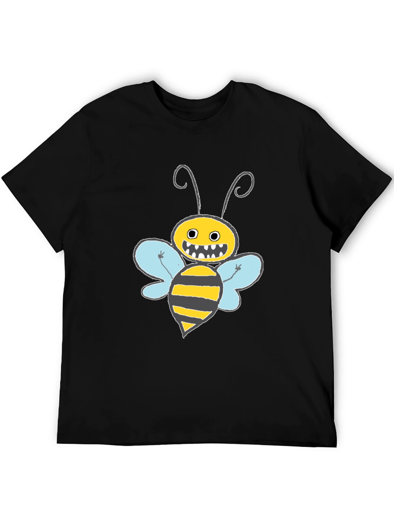 Funny Bee Graphic T-Shirt - Black Crew Neck Tee