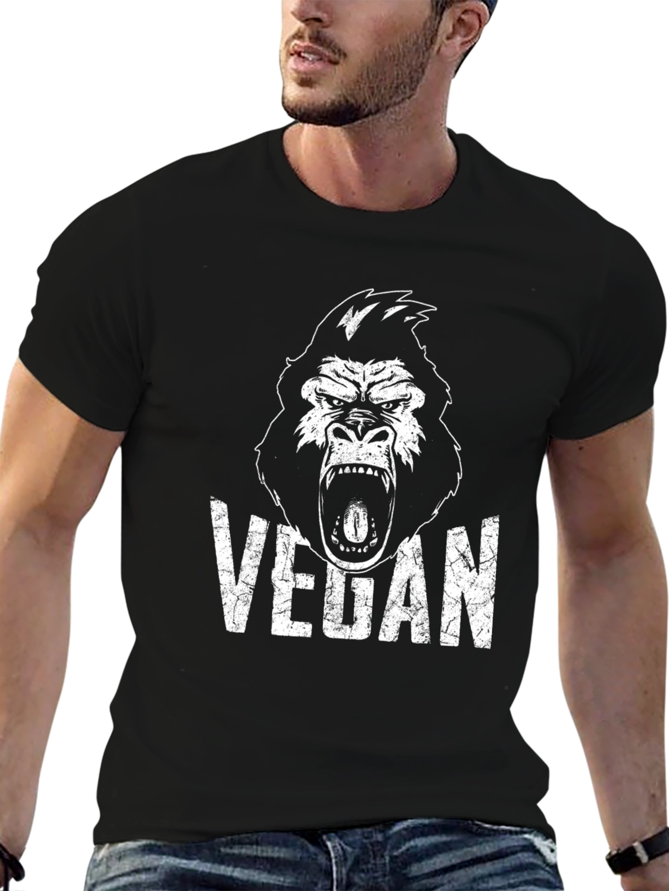 Vegan Gorilla T-Shirt - Black Graphic Tee