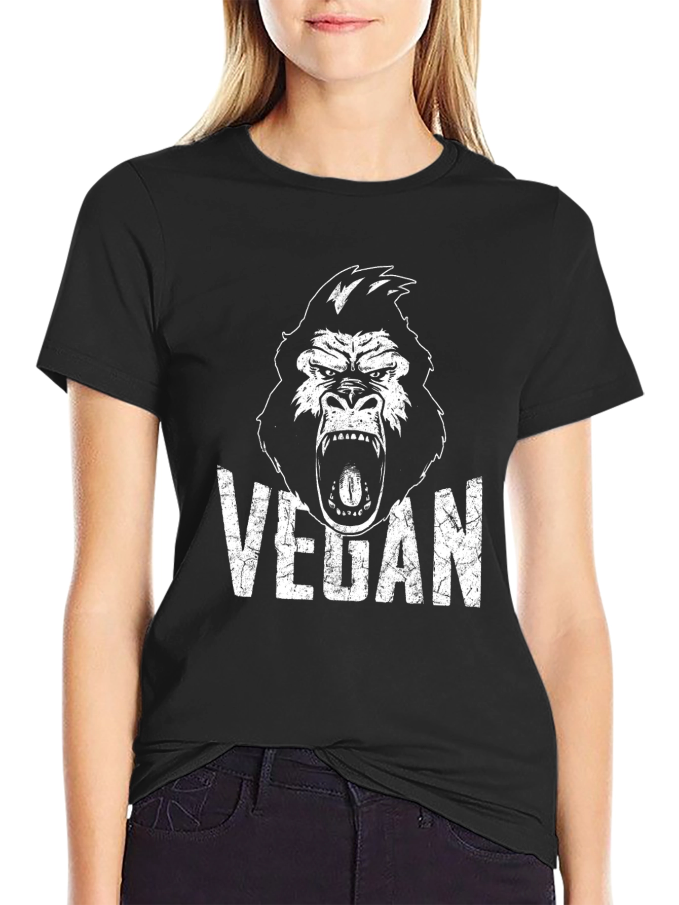 Vegan Gorilla T-Shirt - Black Graphic Tee