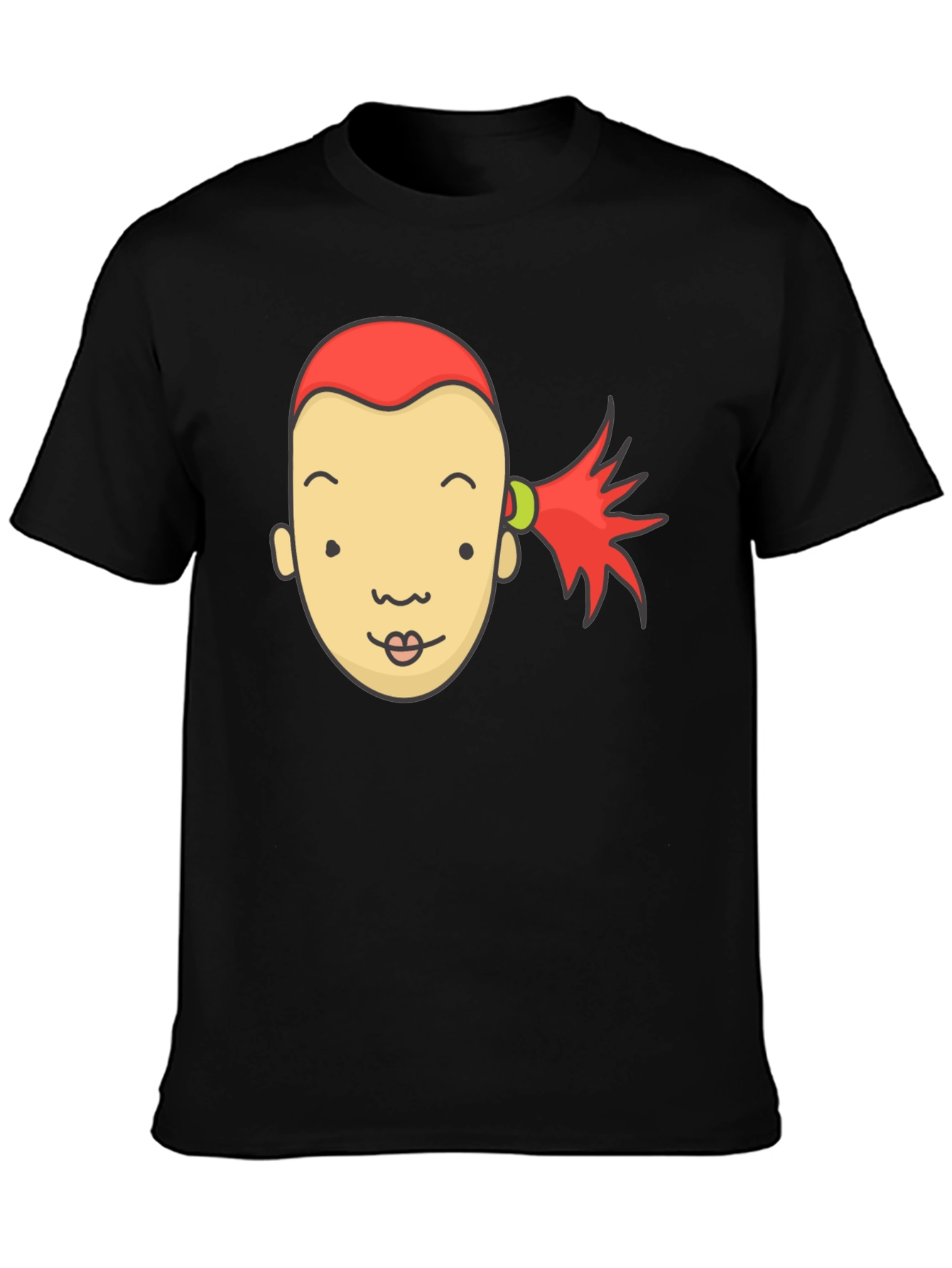 Cartoon Face Graphic Tee - Black Unisex T-Shirt