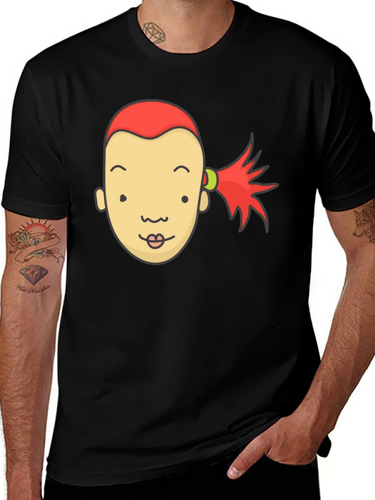 Cartoon Face Graphic Tee - Black Unisex T-Shirt