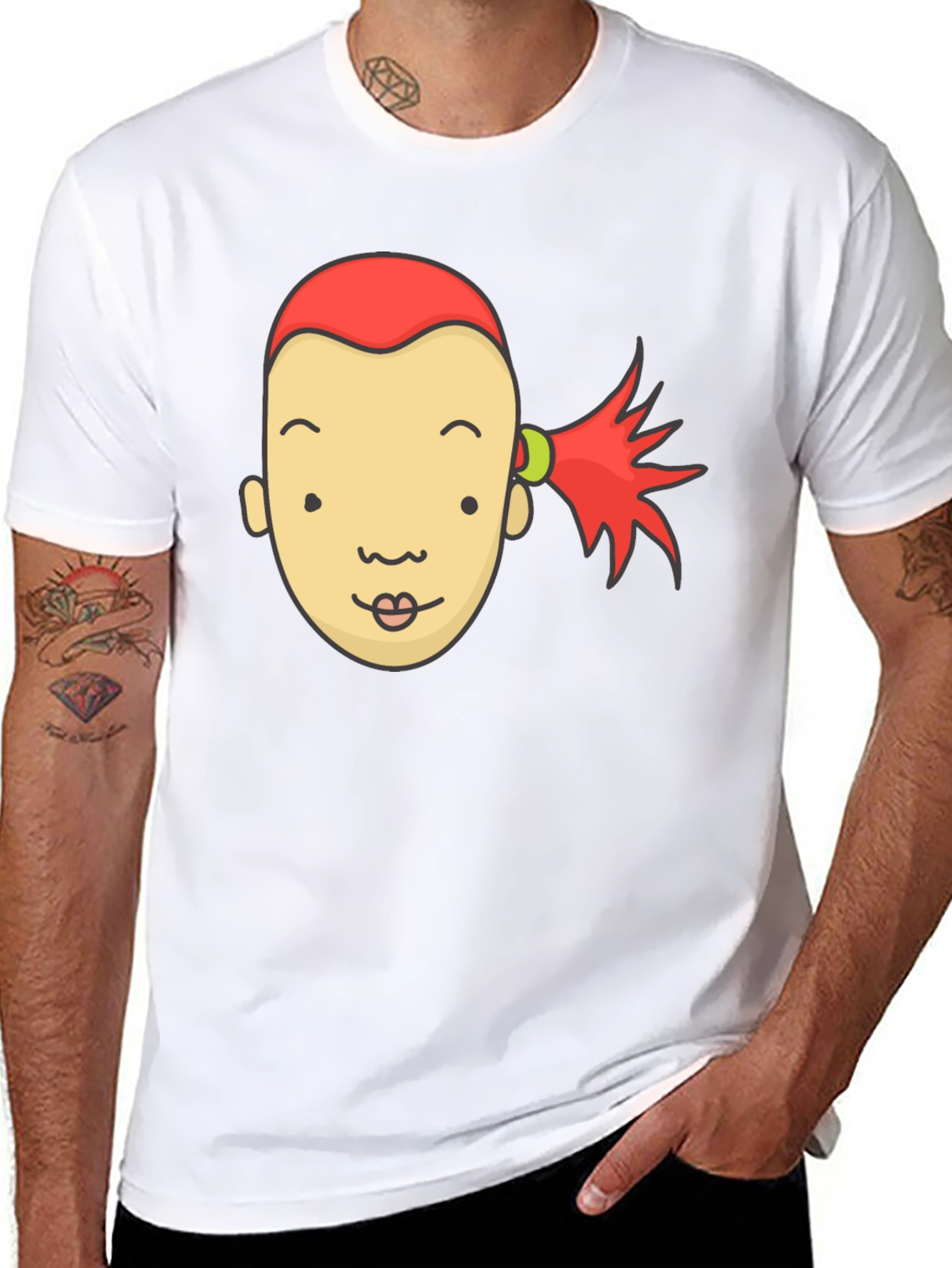 Cartoon Face Graphic Tee - Black Unisex T-Shirt