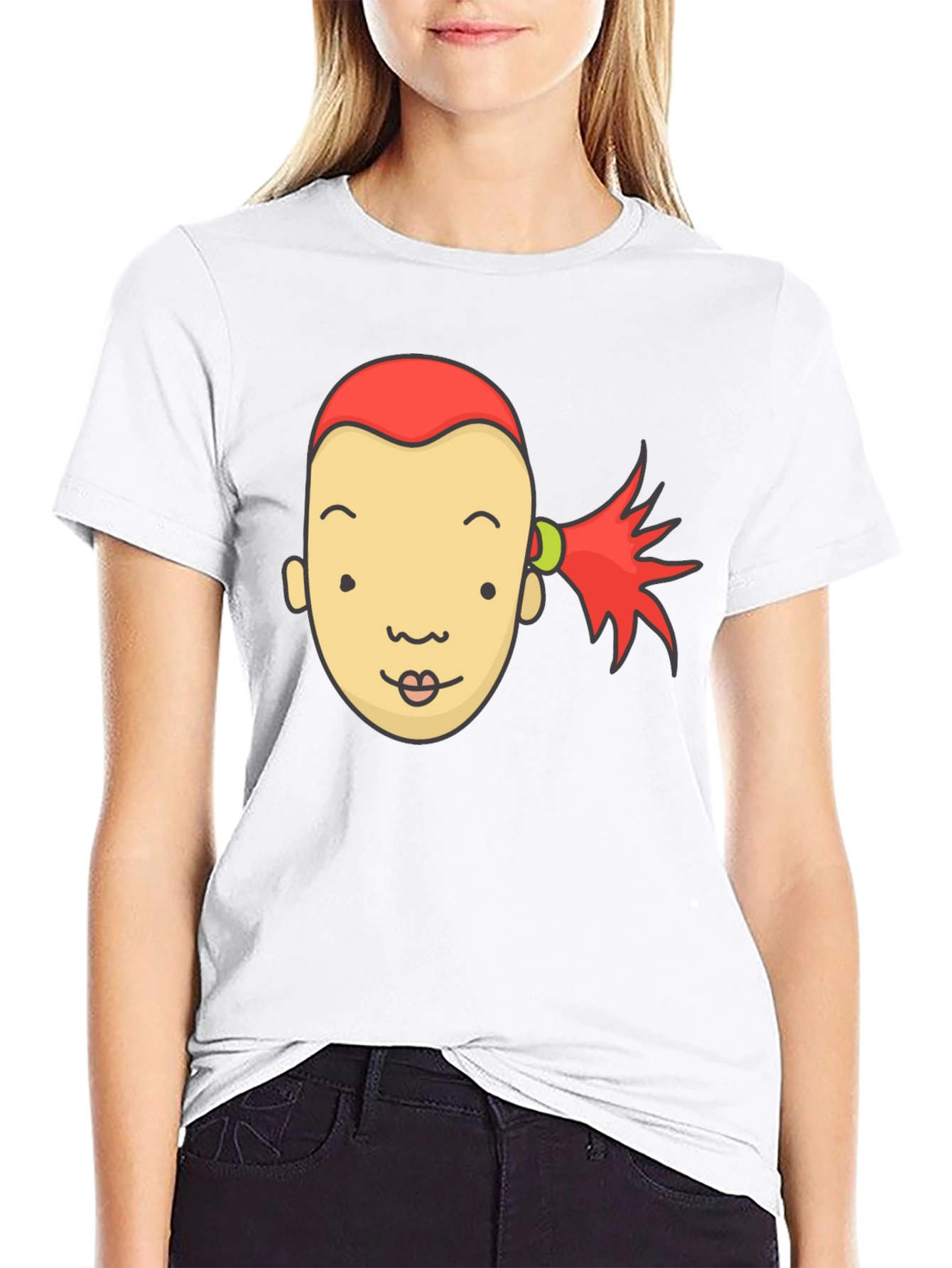 Cartoon Face Graphic Tee - Black Unisex T-Shirt