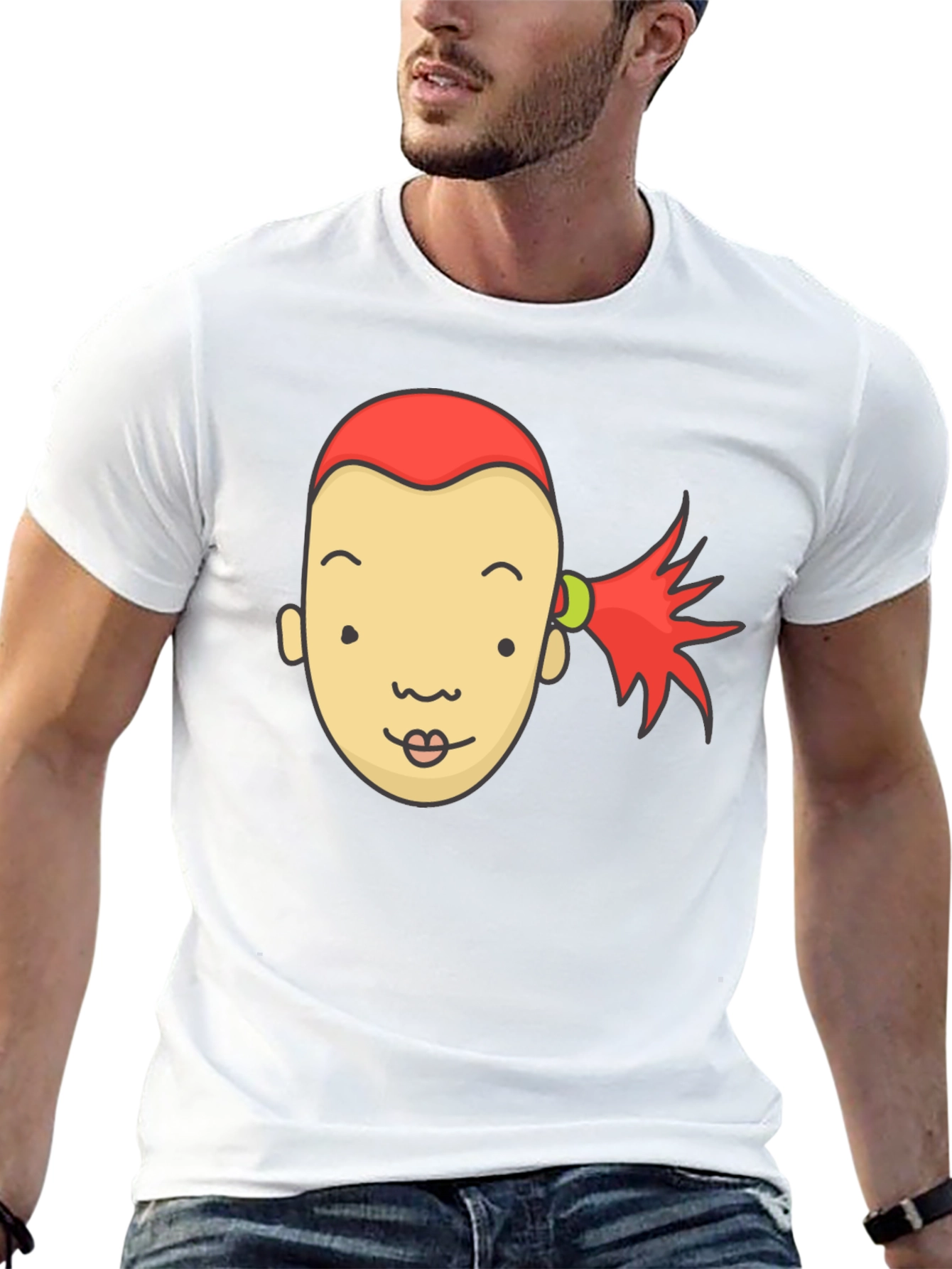 Cartoon Face Graphic Tee - Black Unisex T-Shirt