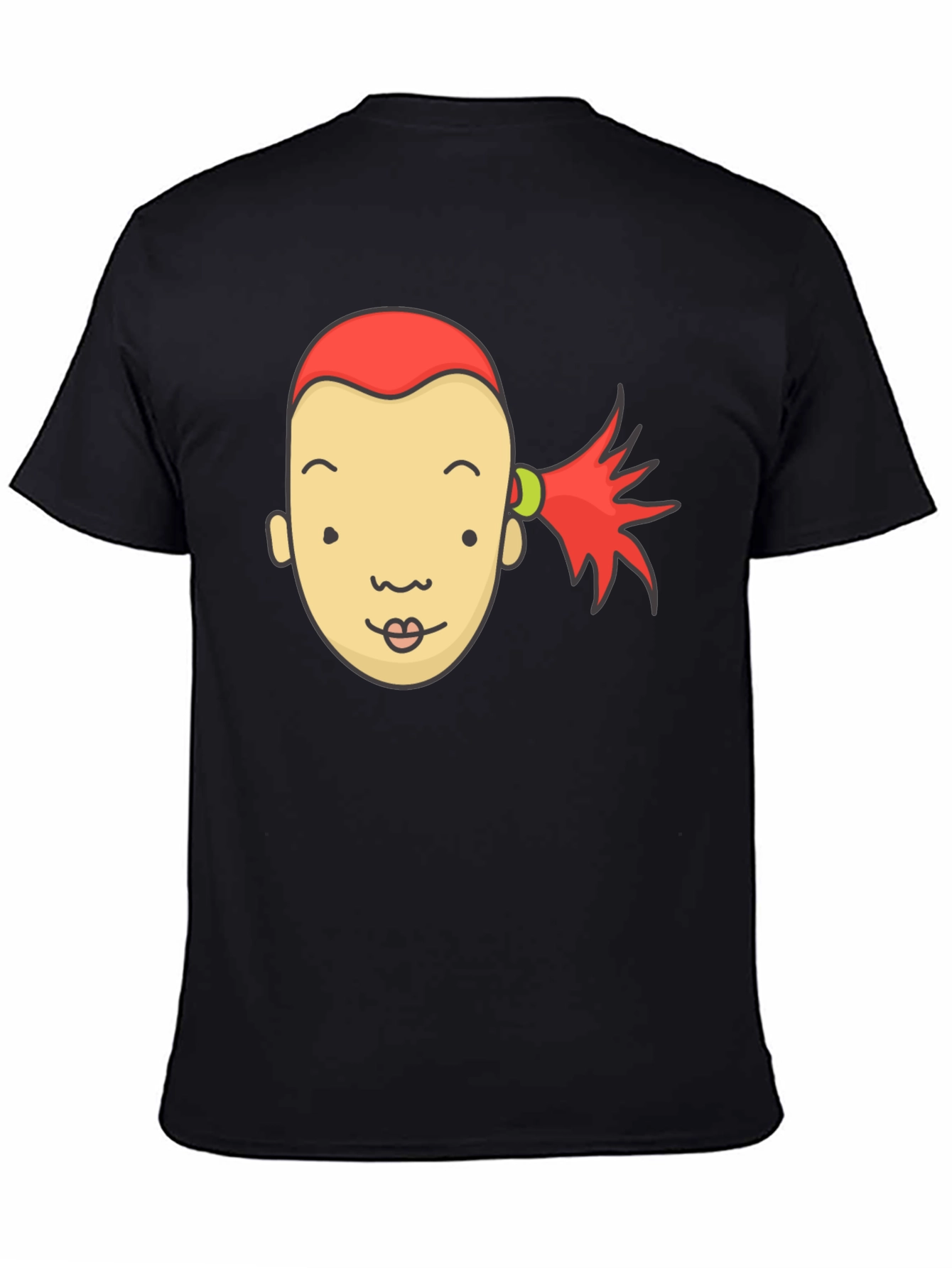 Cartoon Face Graphic Tee - Black Unisex T-Shirt