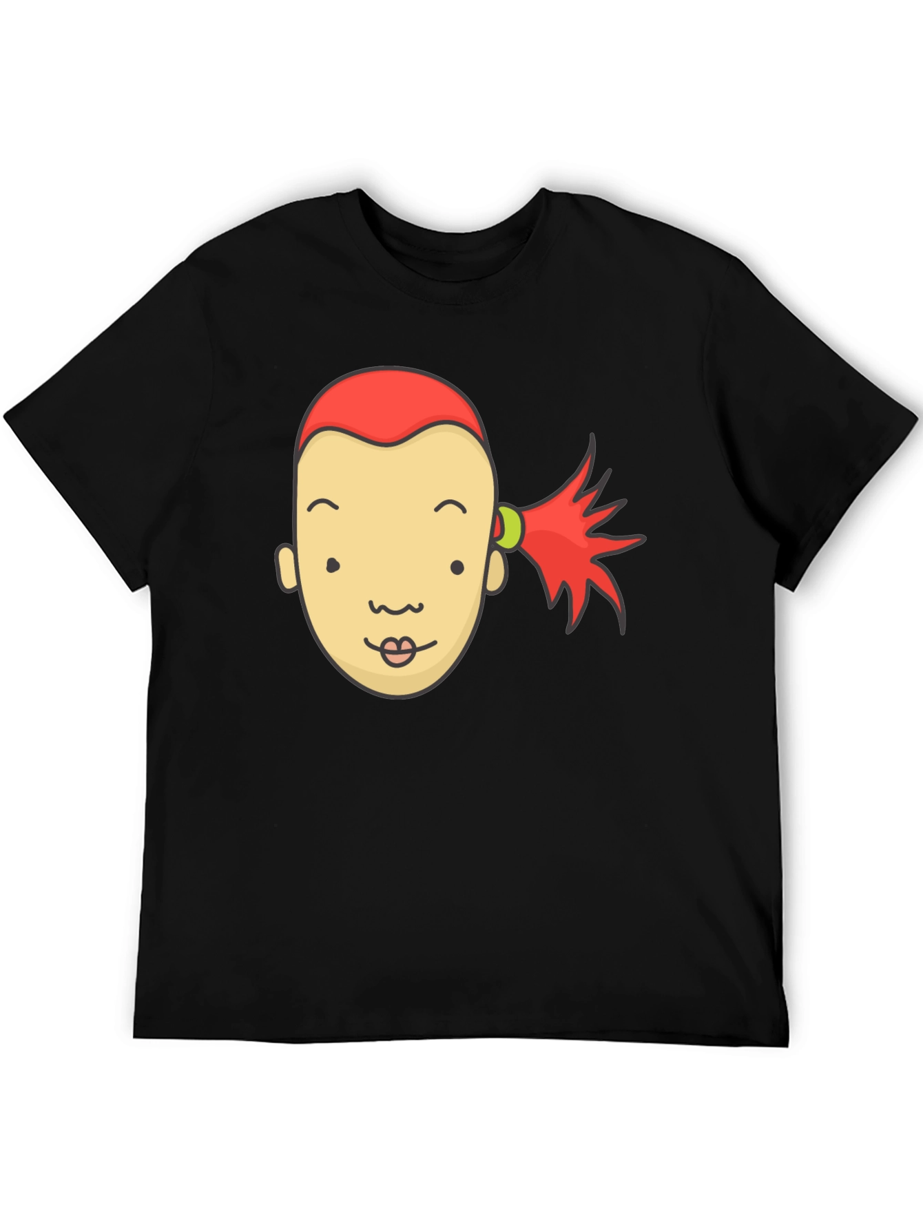 Cartoon Face Graphic Tee - Black Unisex T-Shirt
