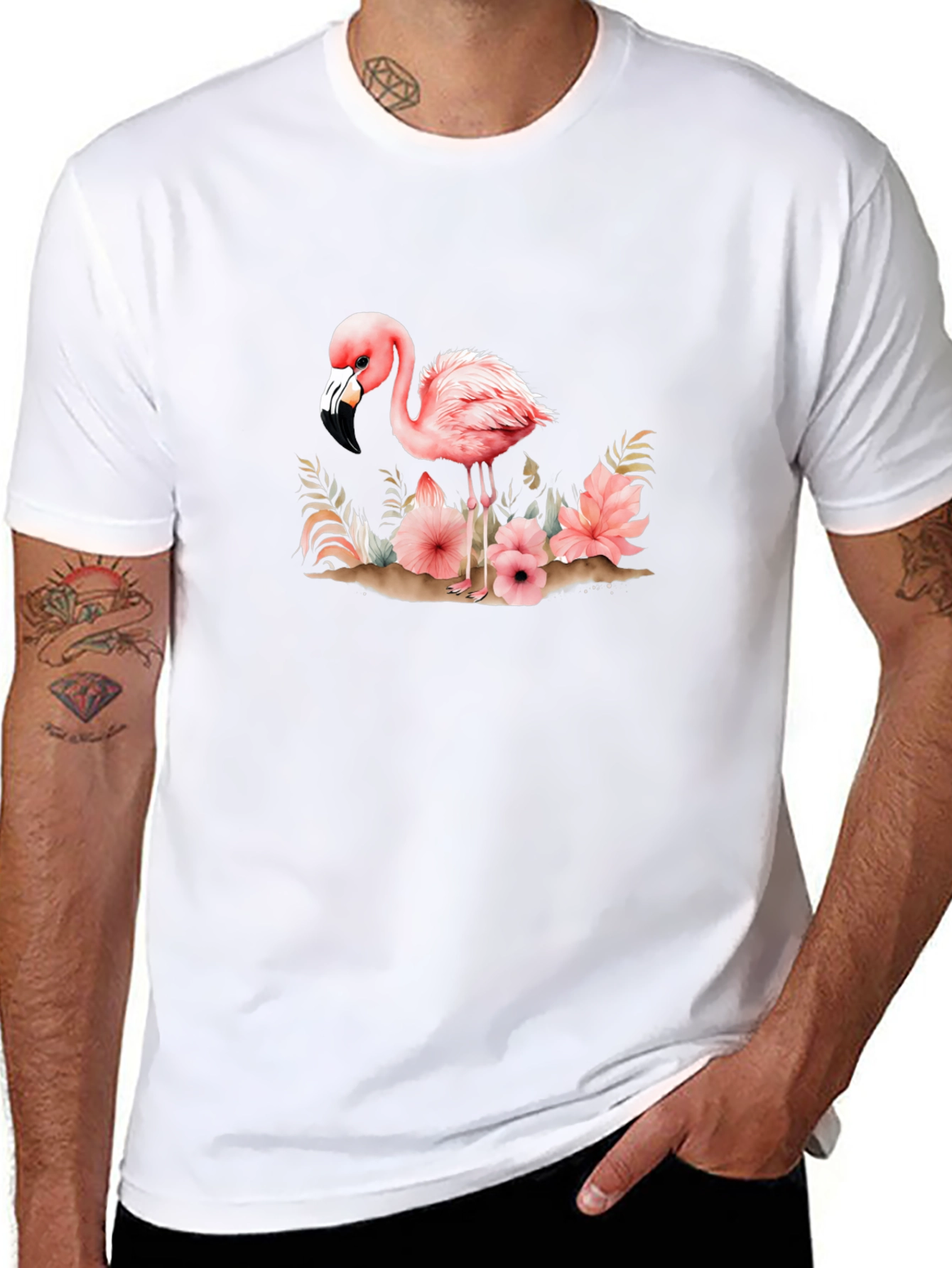 Flamingo Floral Graphic Tee - Unique & Stylish