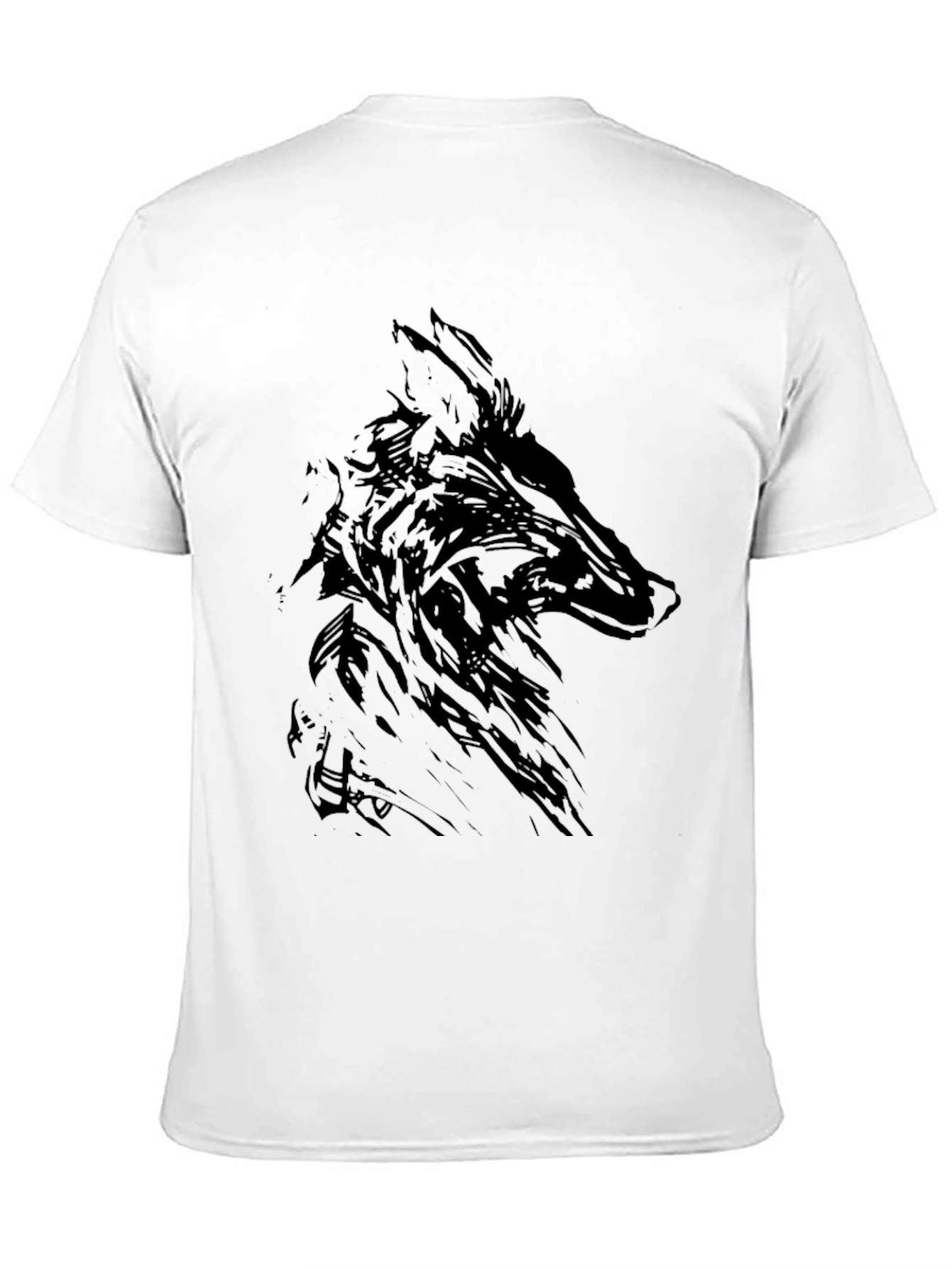 Mens Black Wolf Graphic Print T-Shirt