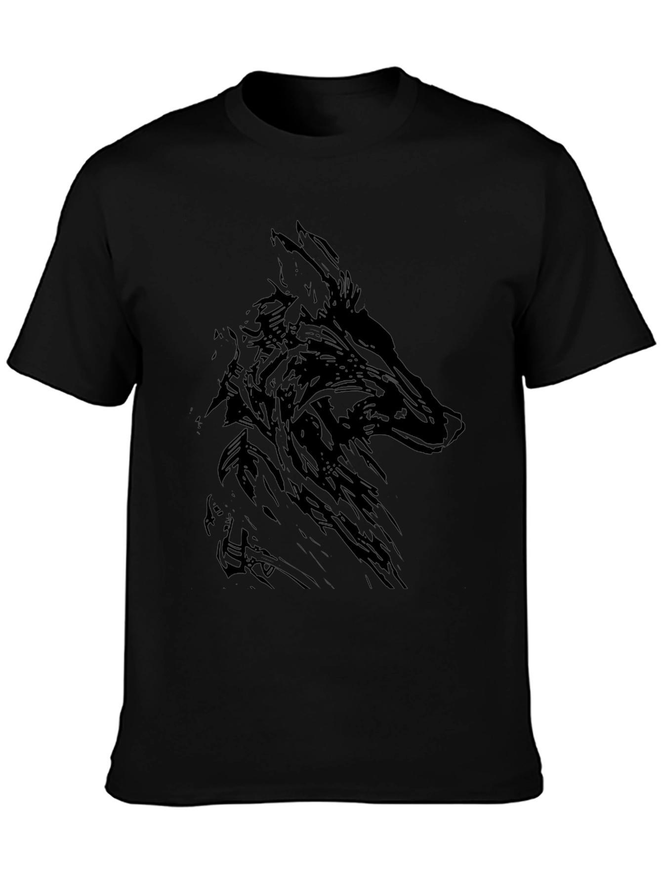 Mens Black Wolf Graphic Print T-Shirt