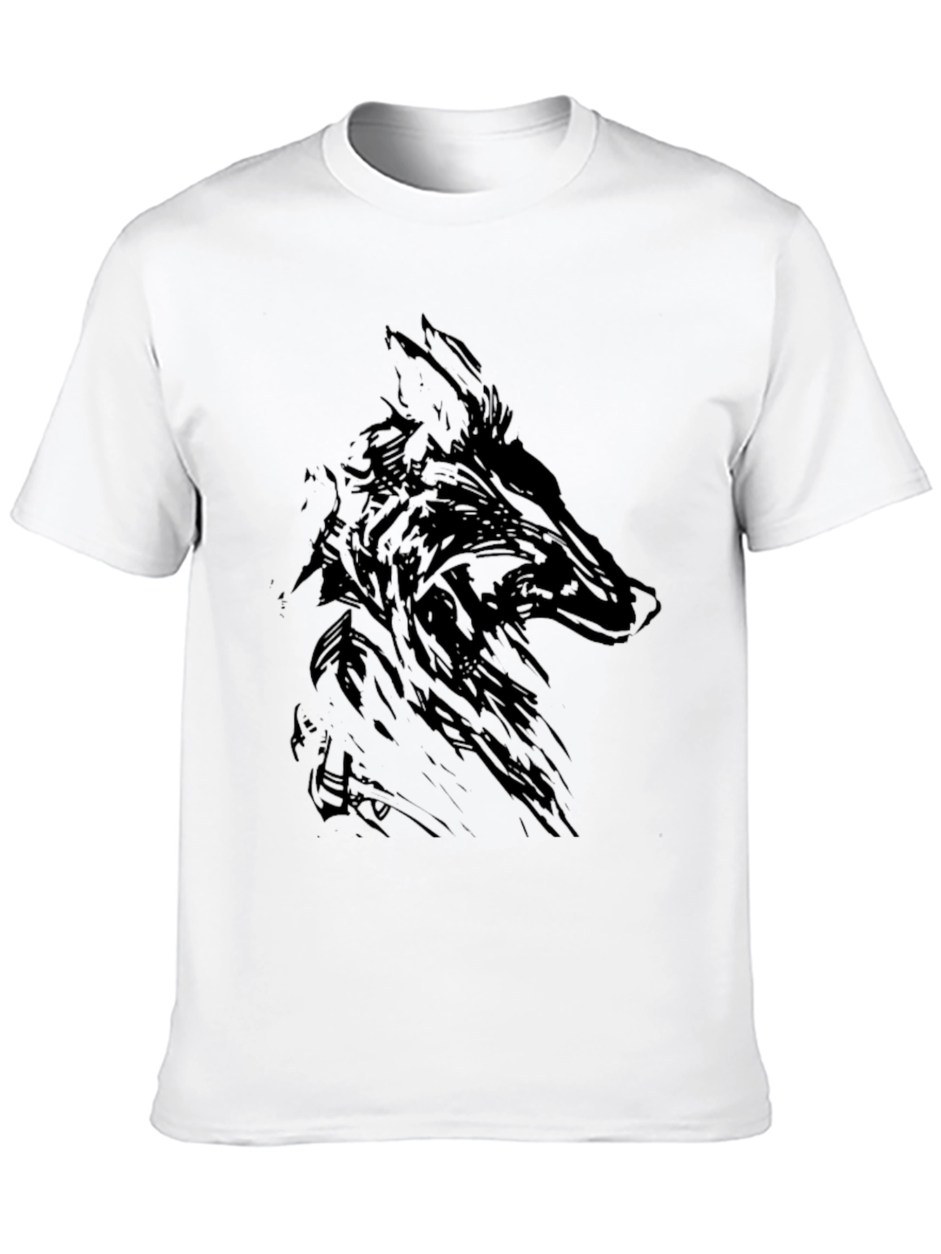 Mens Black Wolf Graphic Print T-Shirt