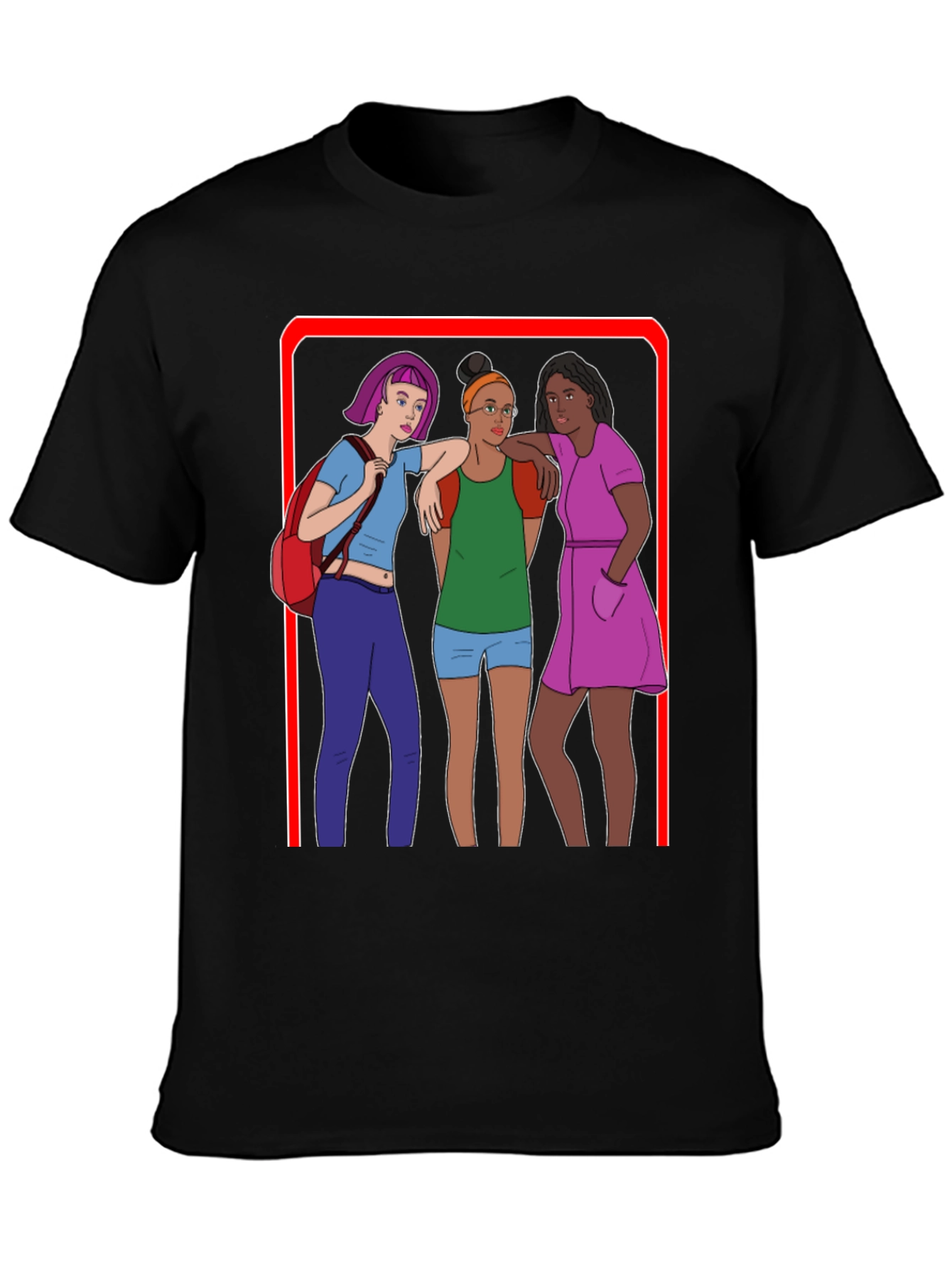 Cartoon Graphic T-Shirt - Three Friends