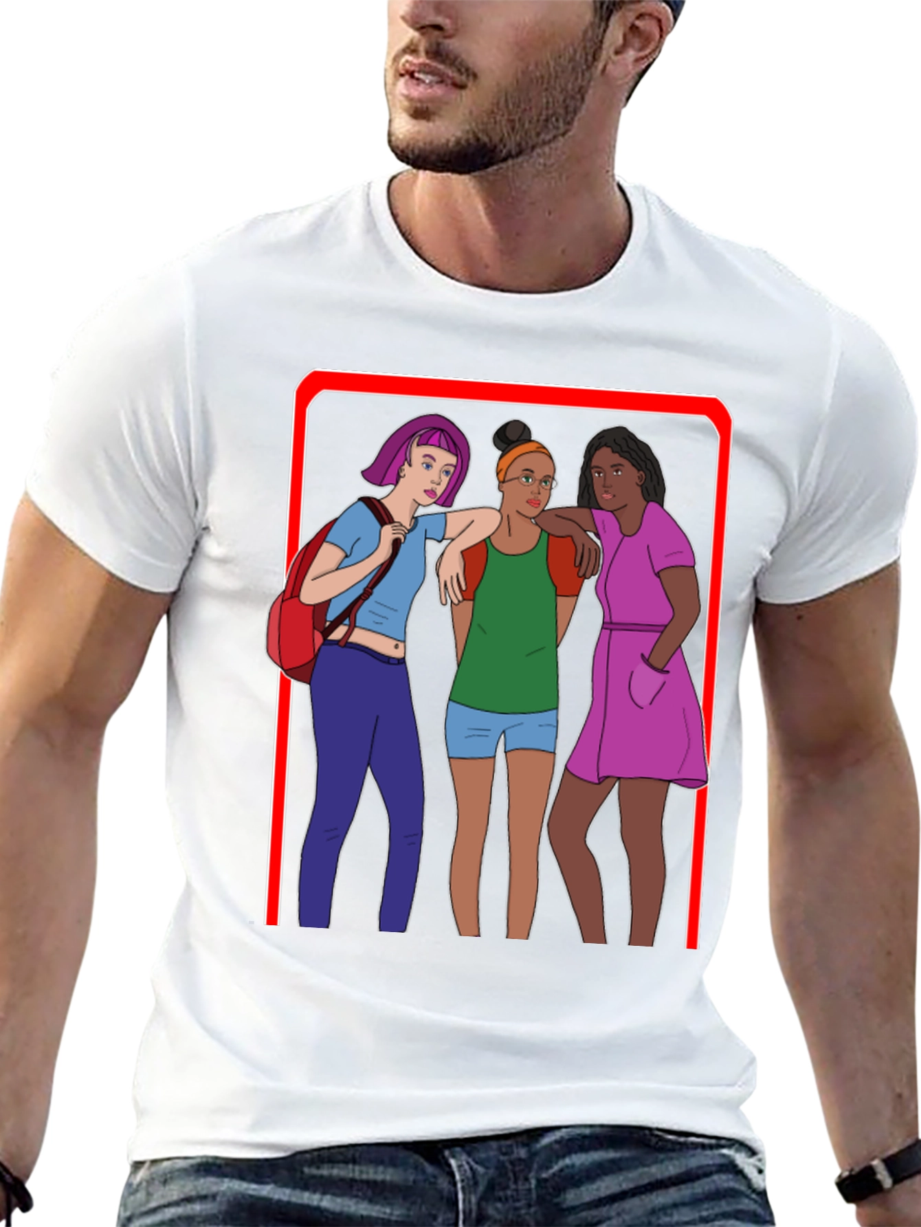 Cartoon Graphic T-Shirt - Three Friends