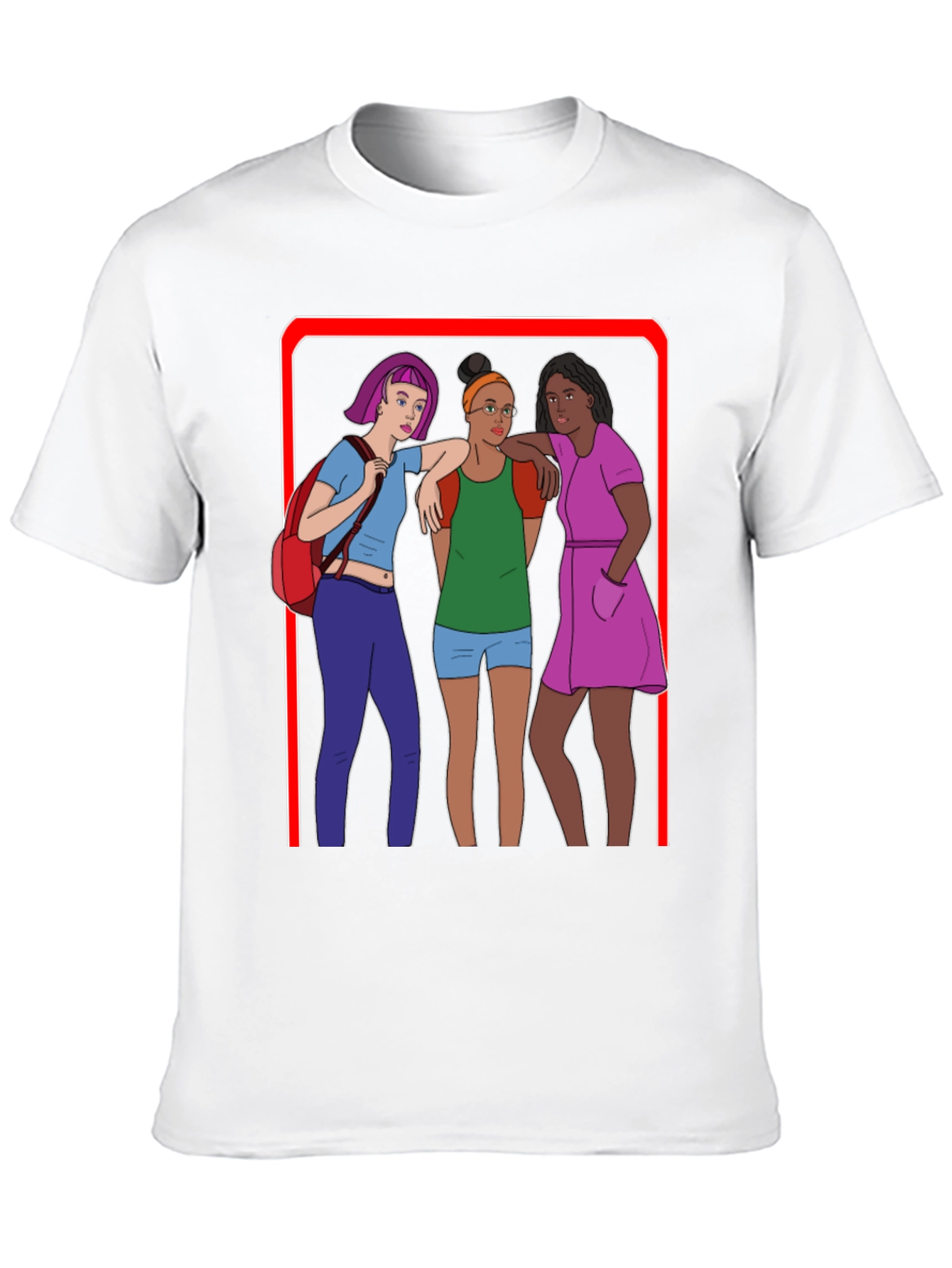 Cartoon Graphic T-Shirt - Three Friends