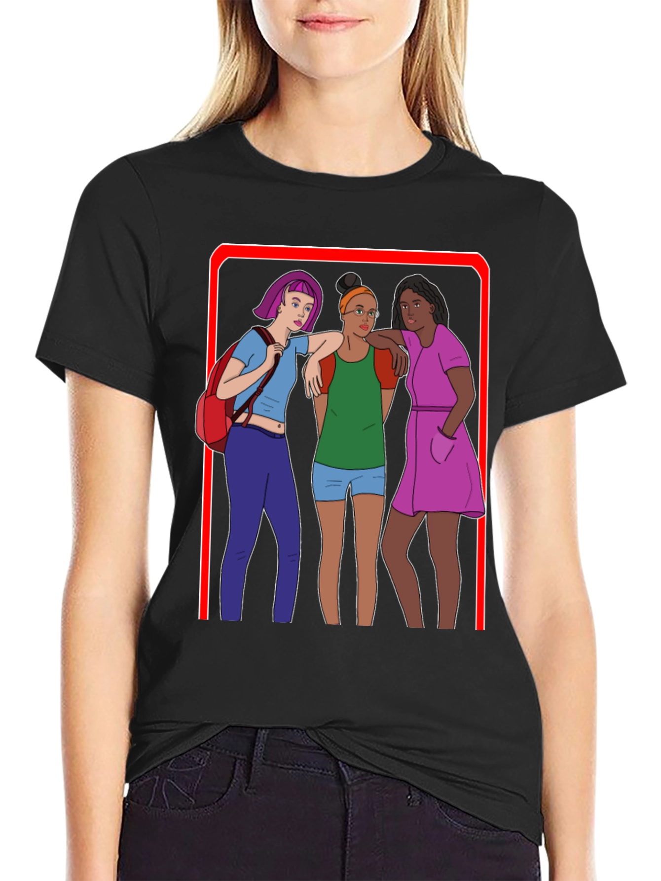 Cartoon Graphic T-Shirt - Three Friends