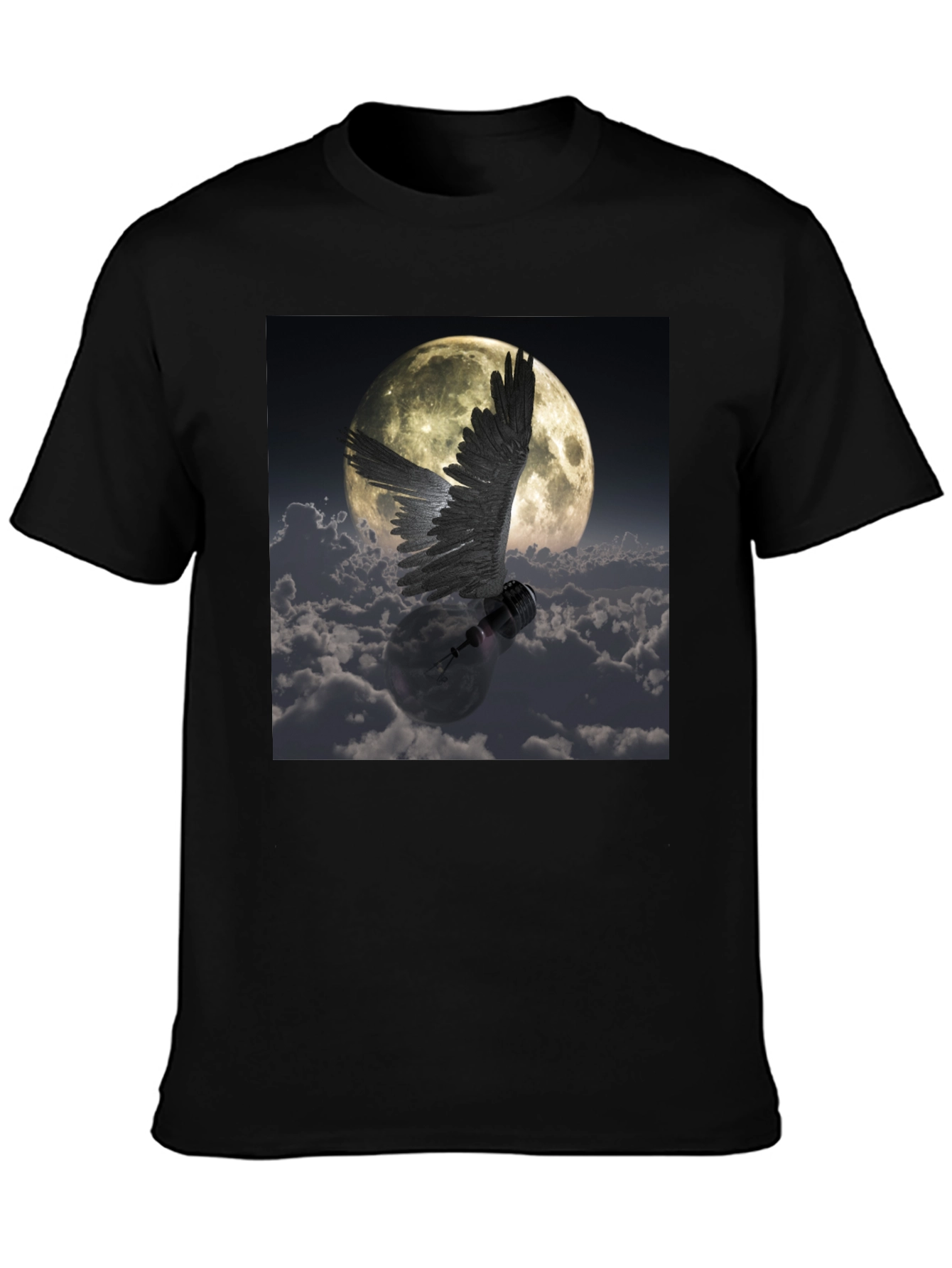 Winged Lightbulb Moon Graphic T-Shirt