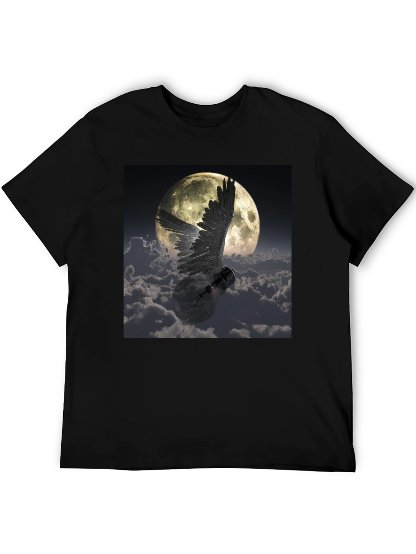 Winged Lightbulb Moon Graphic T-Shirt