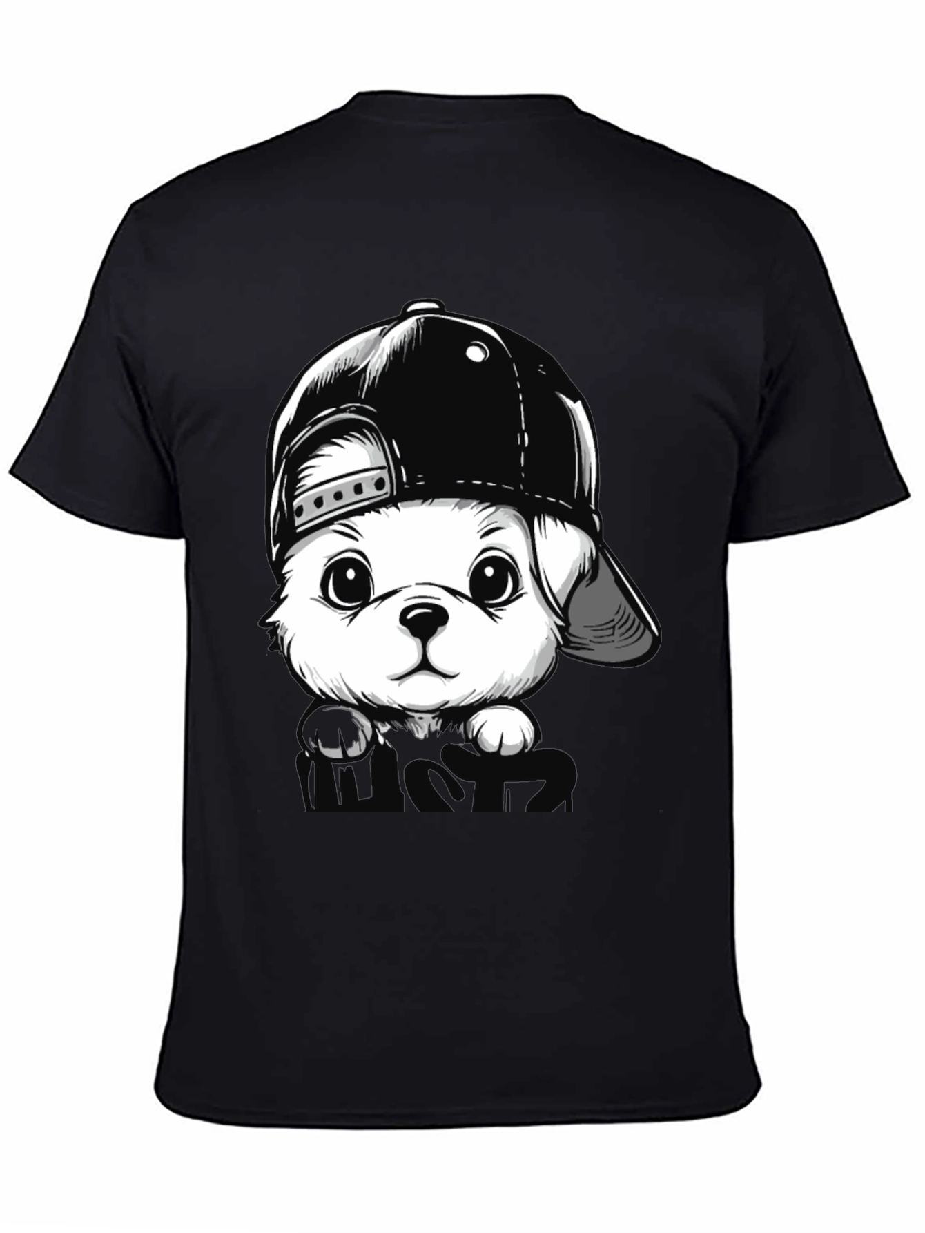 Dog with Hat Black T-Shirt
