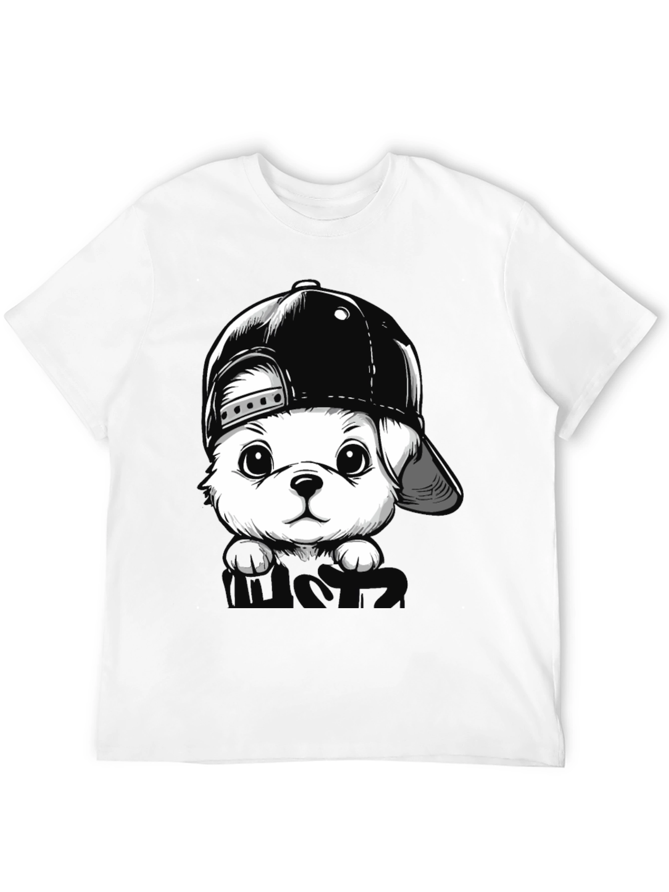 Dog with Hat Black T-Shirt