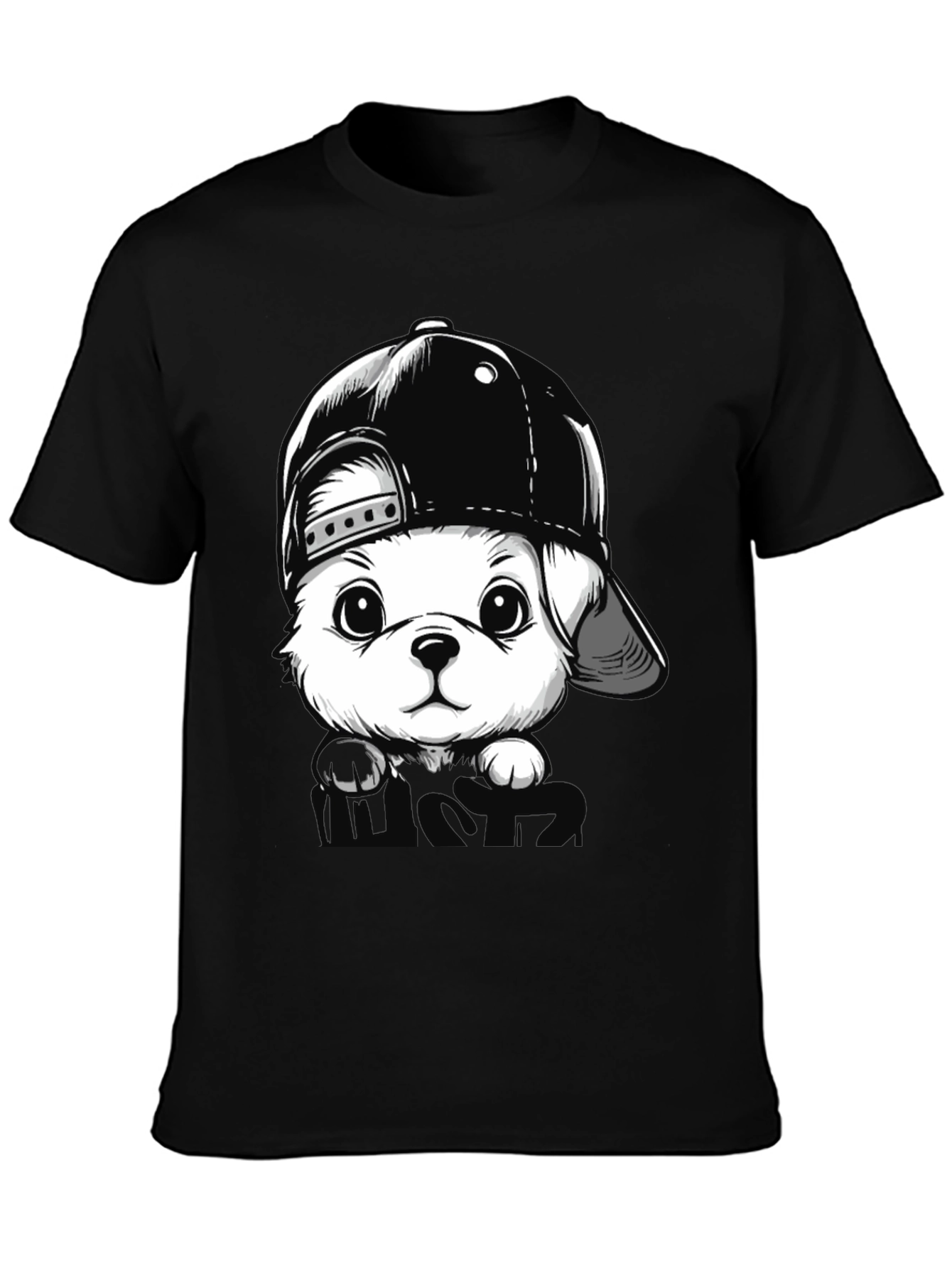 Dog with Hat Black T-Shirt