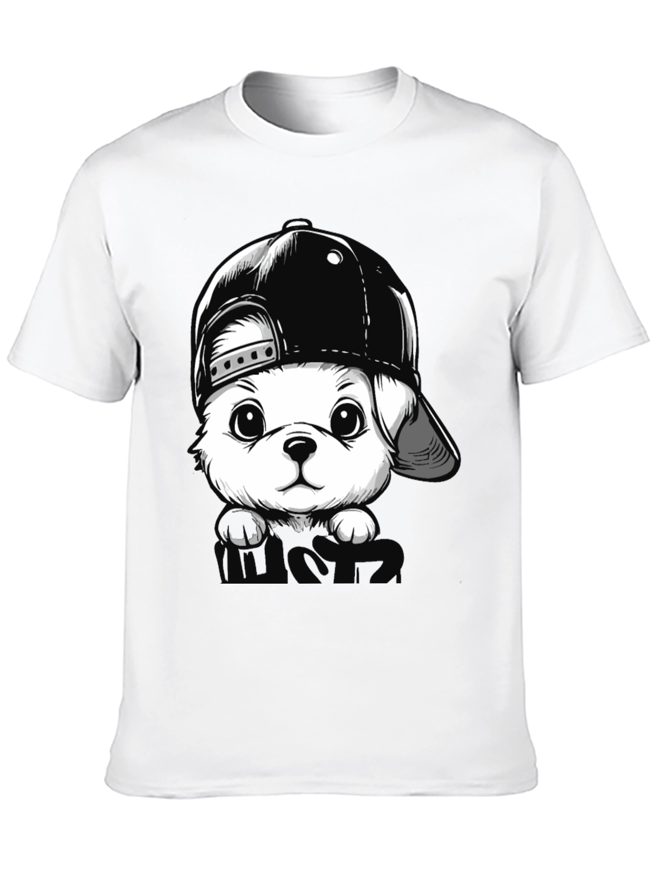Dog with Hat Black T-Shirt