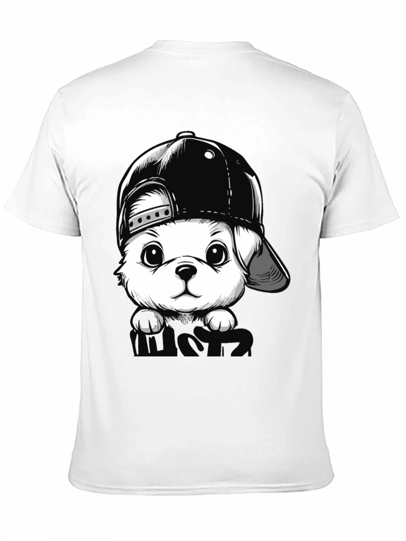 Dog with Hat Black T-Shirt