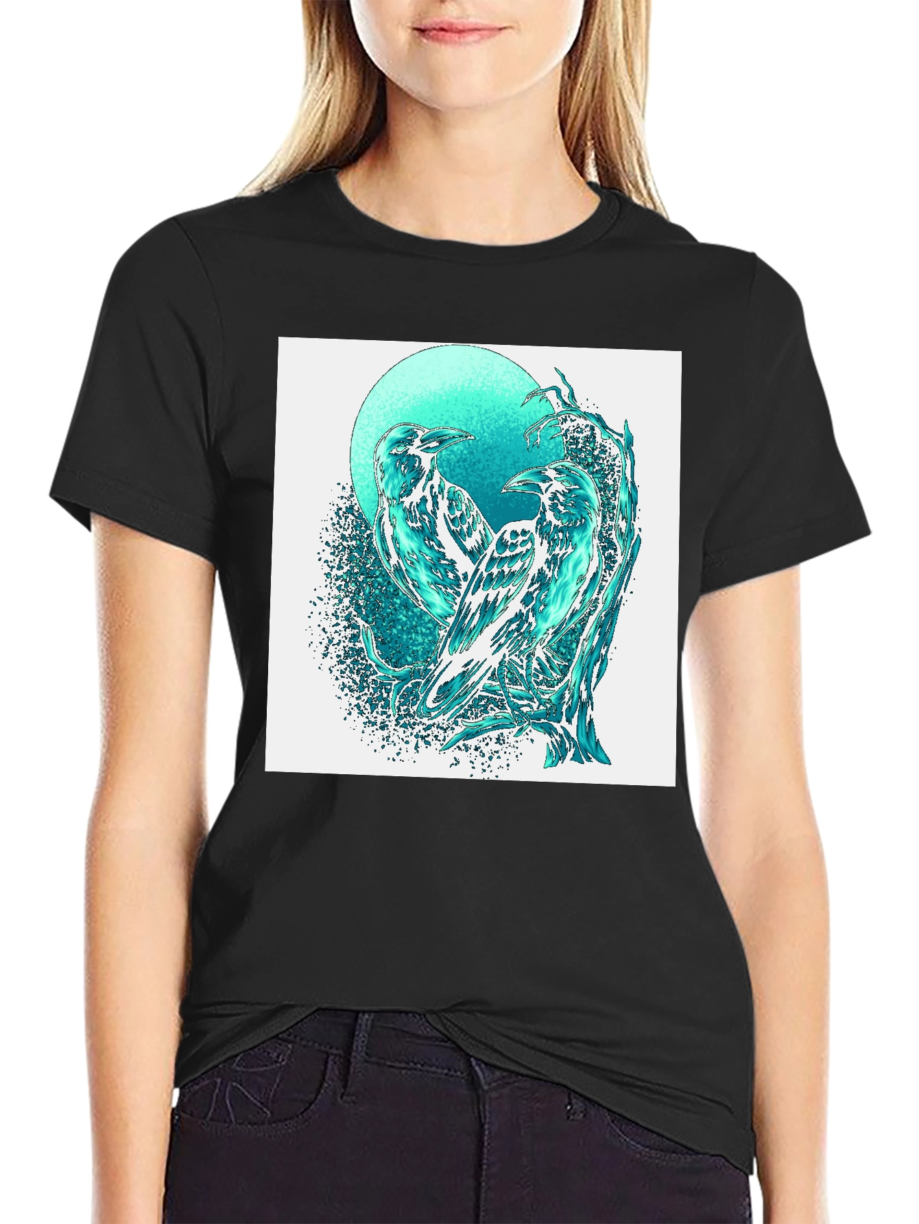 Raven Graphic Tee - Stylish Bird Art T-Shirt