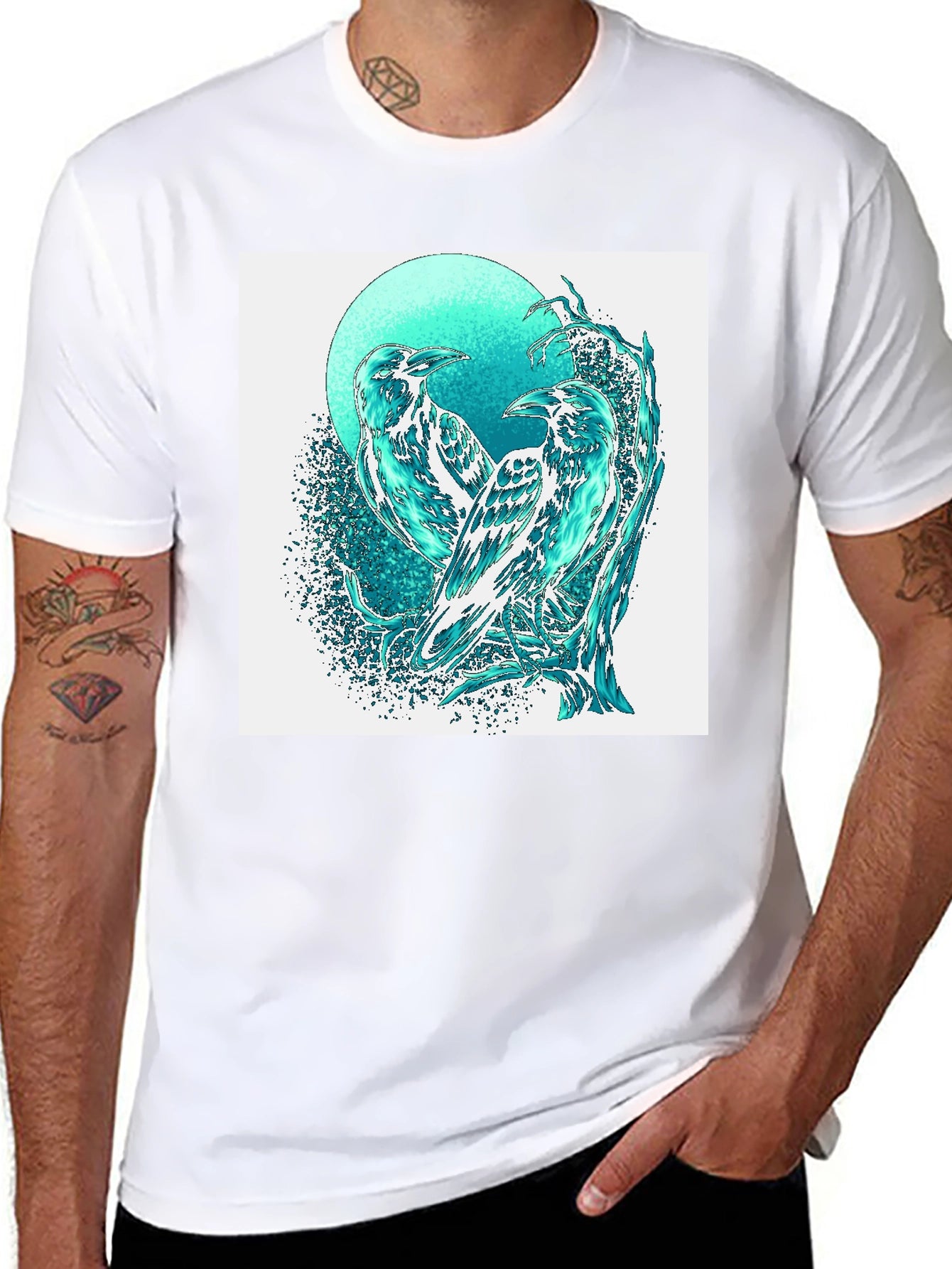 Raven Graphic Tee - Stylish Bird Art T-Shirt