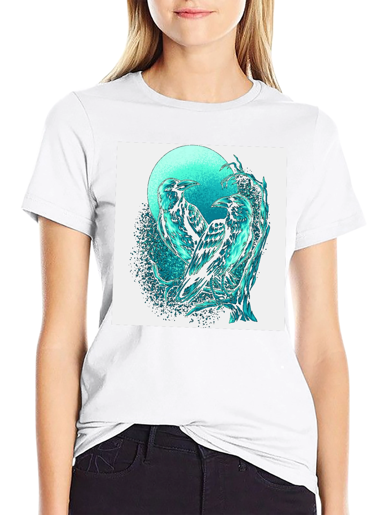 Raven Graphic Tee - Stylish Bird Art T-Shirt