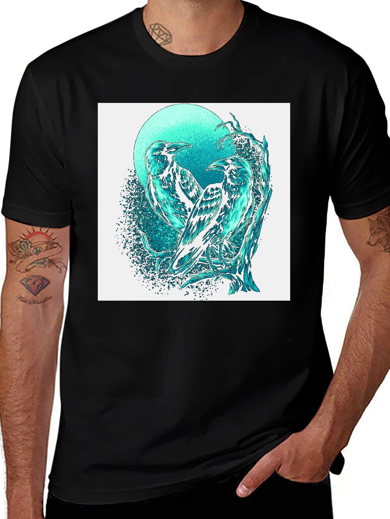 Raven Graphic Tee - Stylish Bird Art T-Shirt
