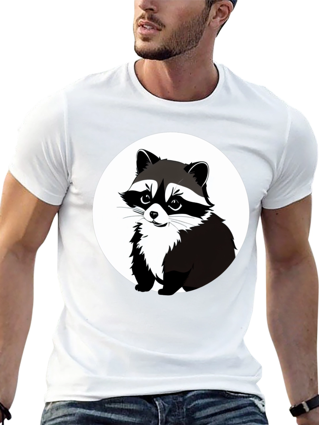 Raccoon Graphic Tee - Black Casual T-Shirt