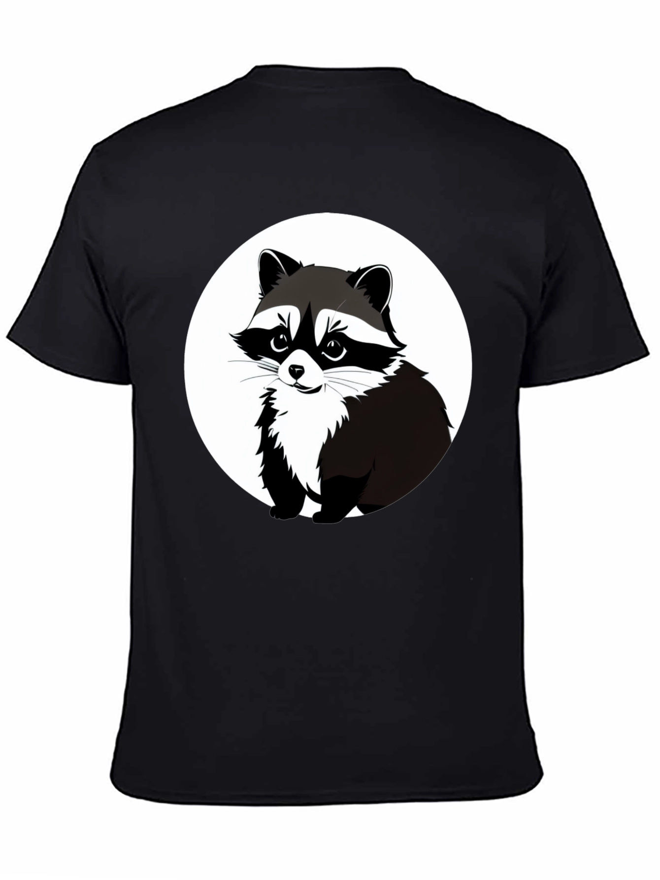 Raccoon Graphic Tee - Black Casual T-Shirt