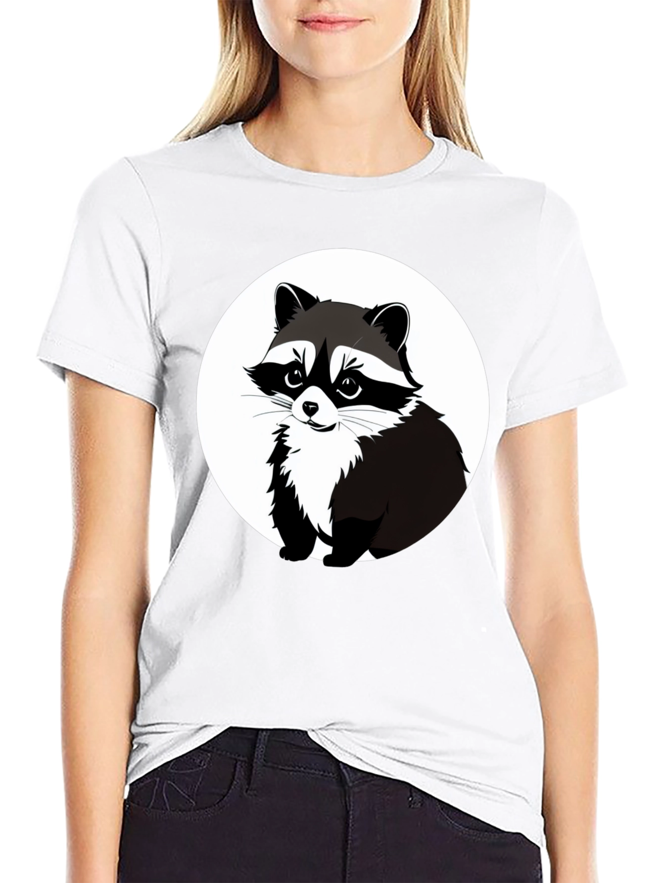 Raccoon Graphic Tee - Black Casual T-Shirt