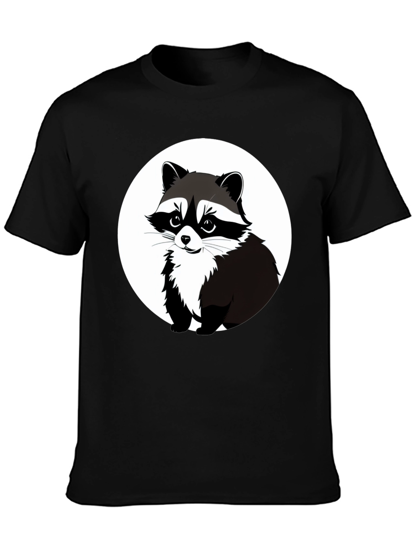 Raccoon Graphic Tee - Black Casual T-Shirt