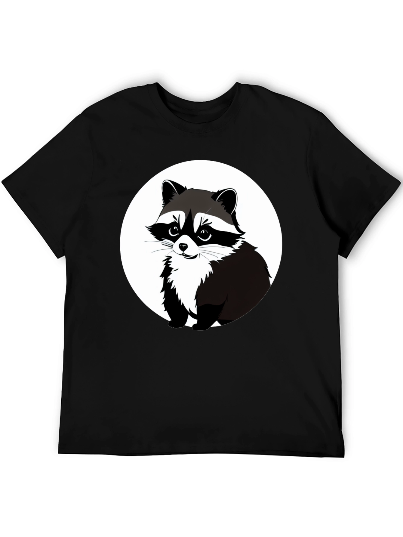 Raccoon Graphic Tee - Black Casual T-Shirt