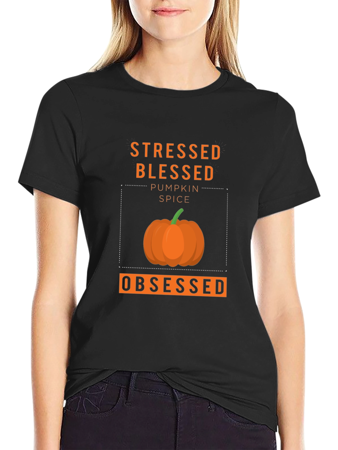 Stressed Blessed Pumpkin Spice Obsessed T-Shirt