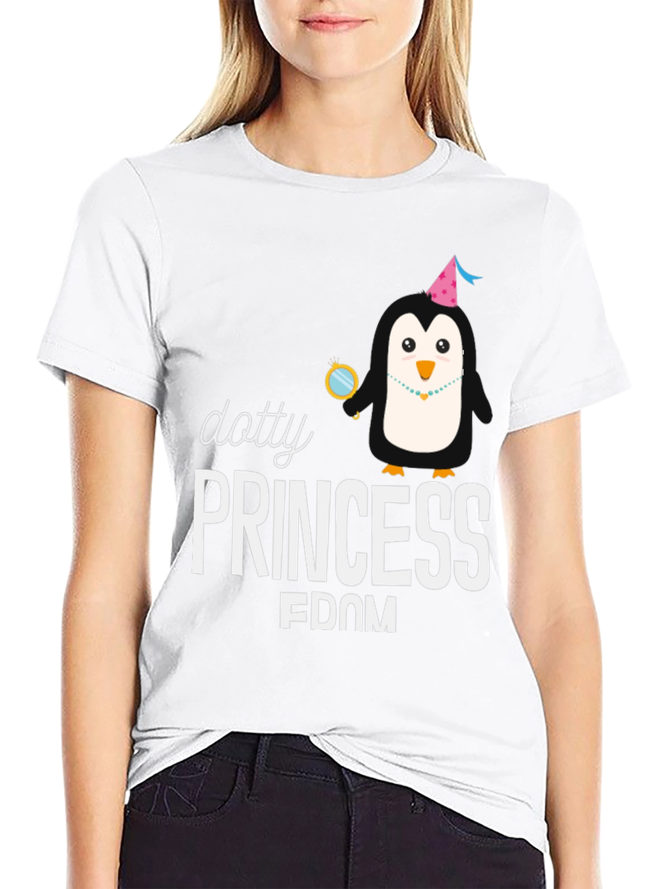 Dotty Princess Penguin T-Shirt - Black