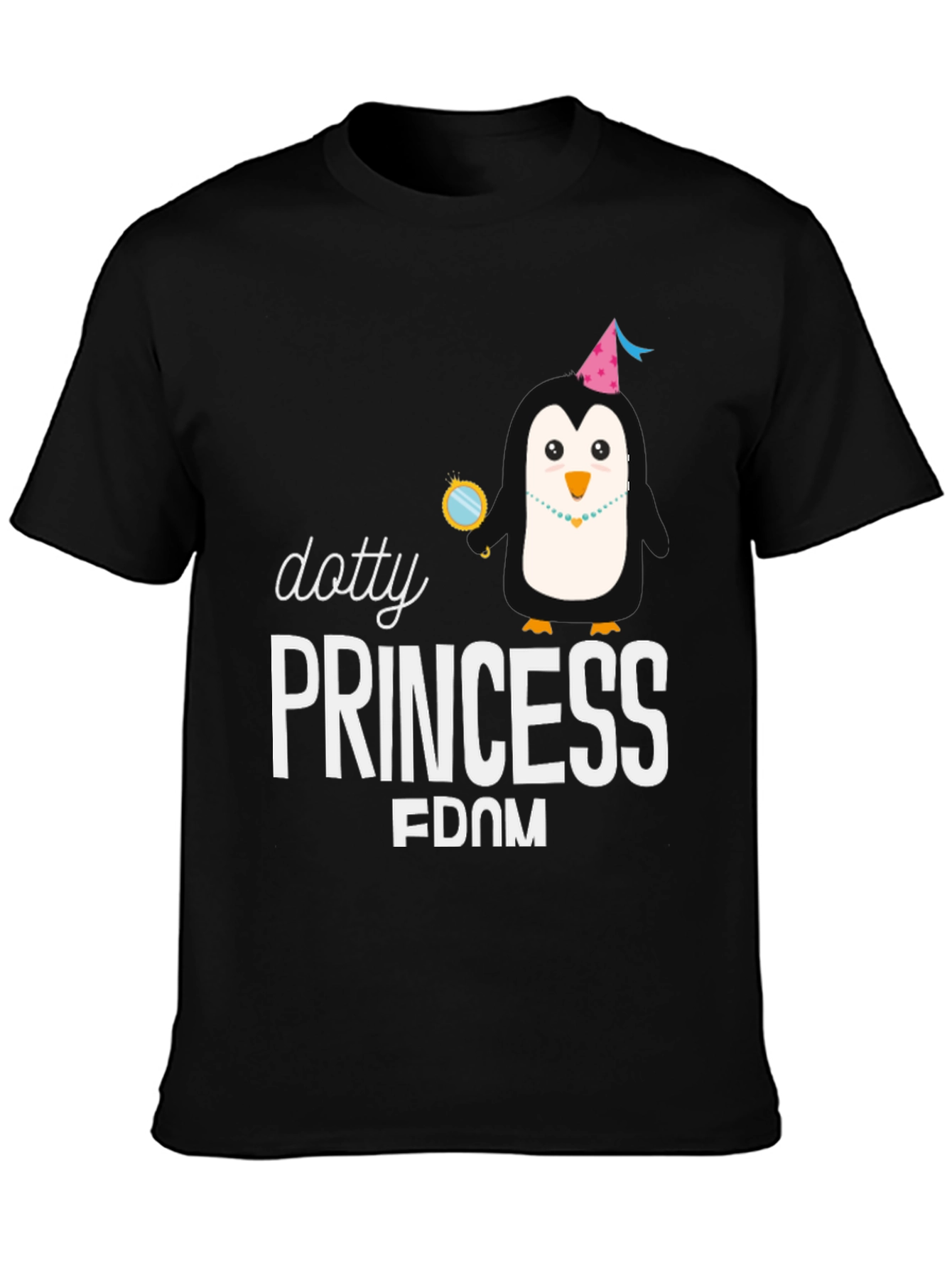 Dotty Princess Penguin T-Shirt - Black