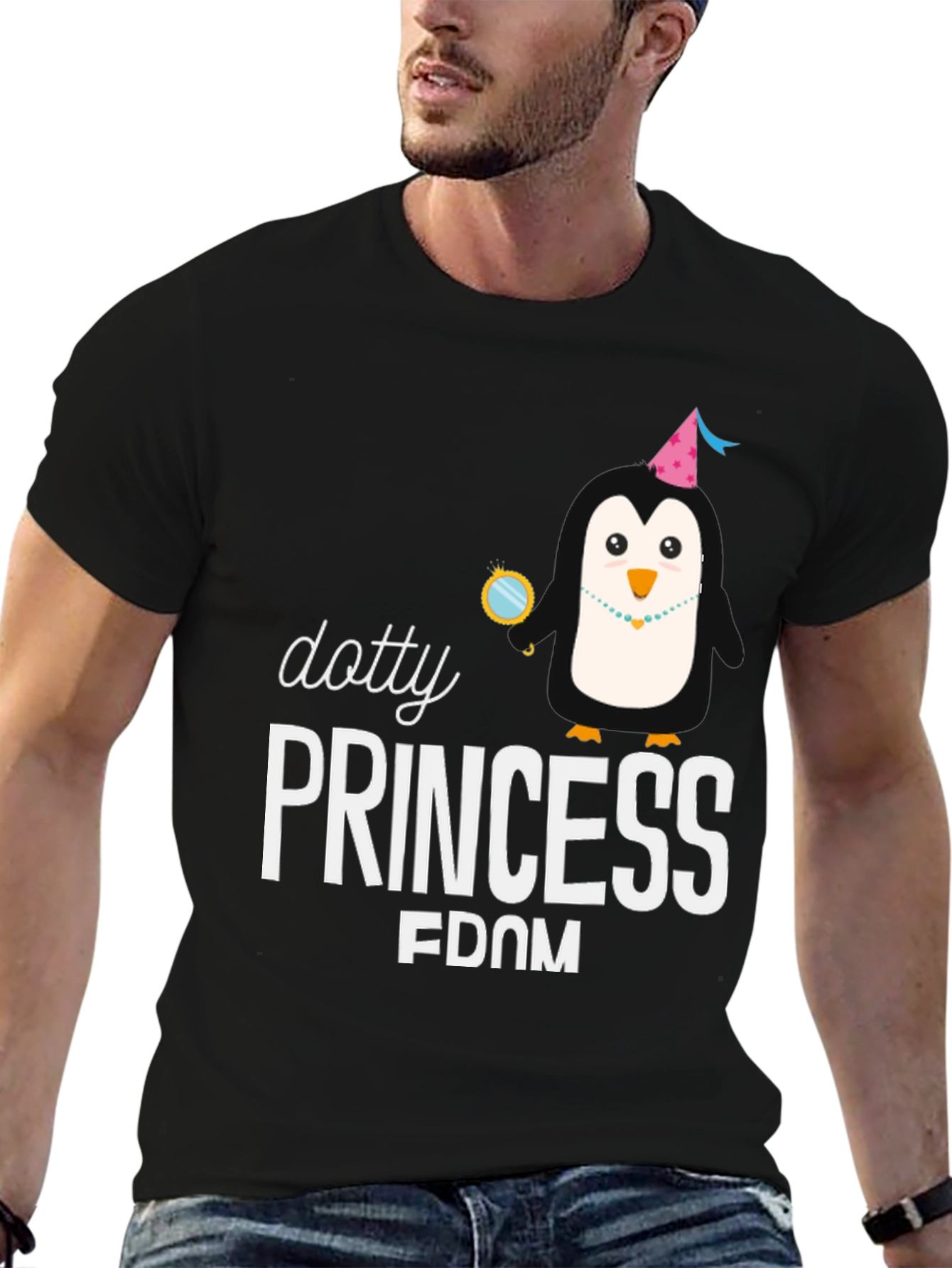 Dotty Princess Penguin T-Shirt - Black