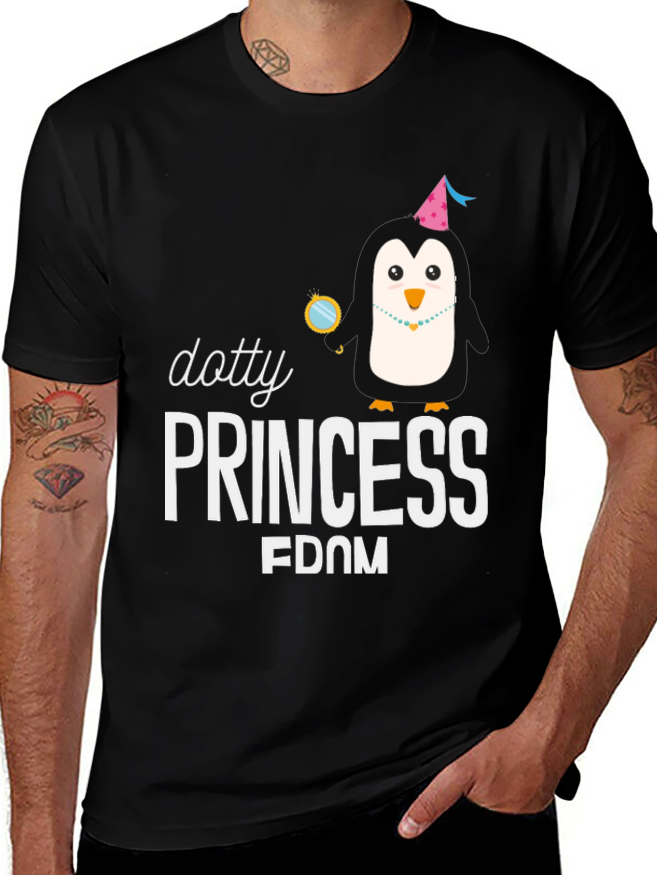 Dotty Princess Penguin T-Shirt - Black