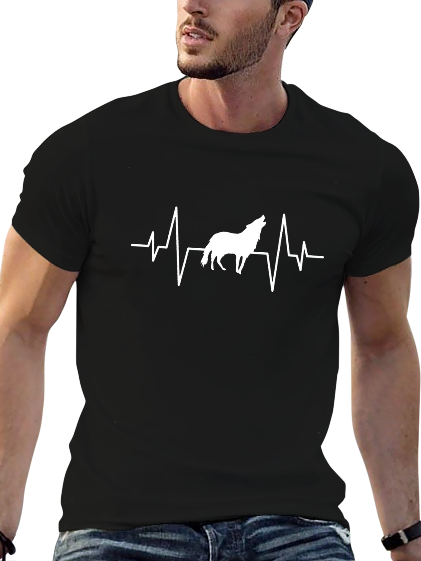 Wolf Heartbeat T-Shirt - Black