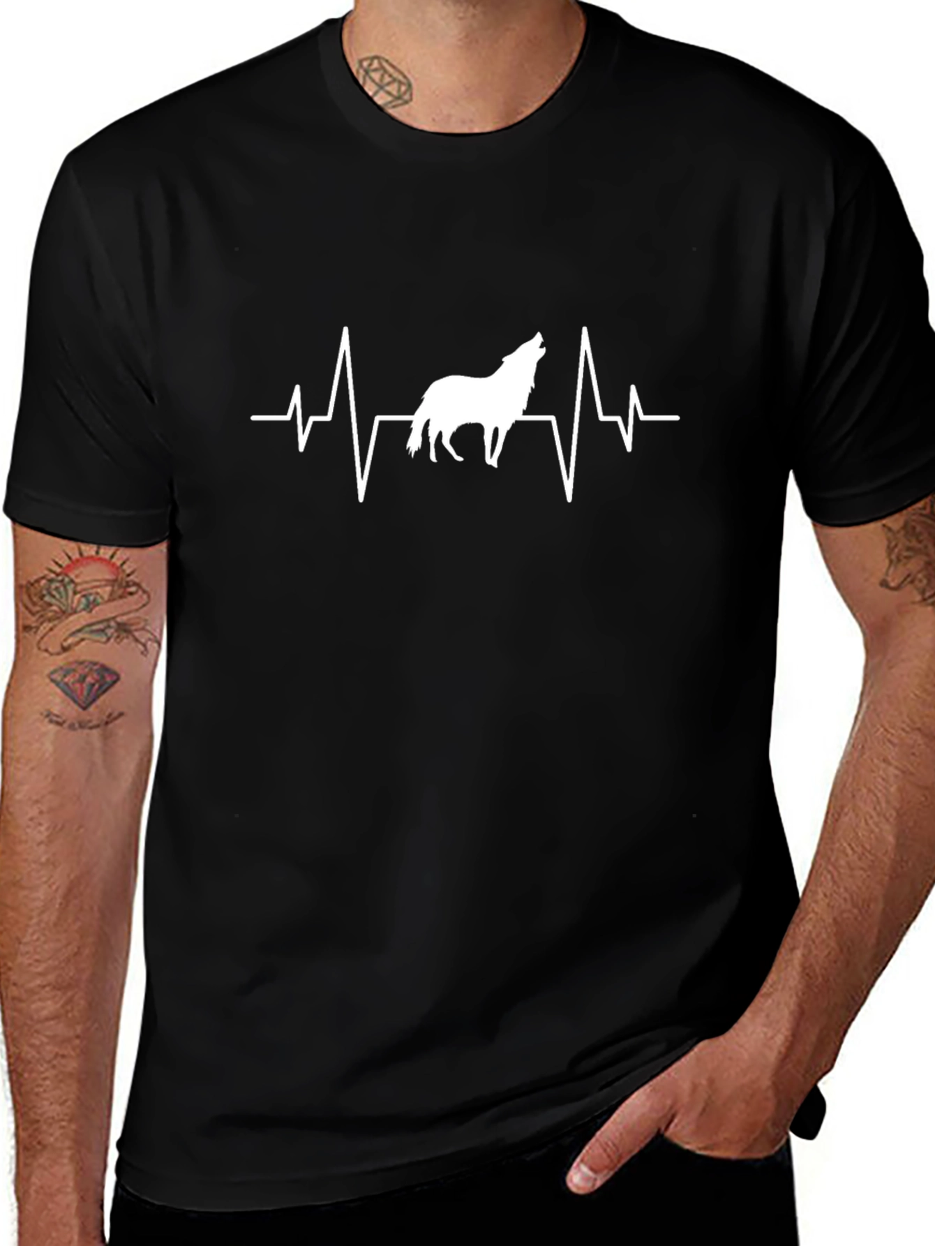 Wolf Heartbeat T-Shirt - Black