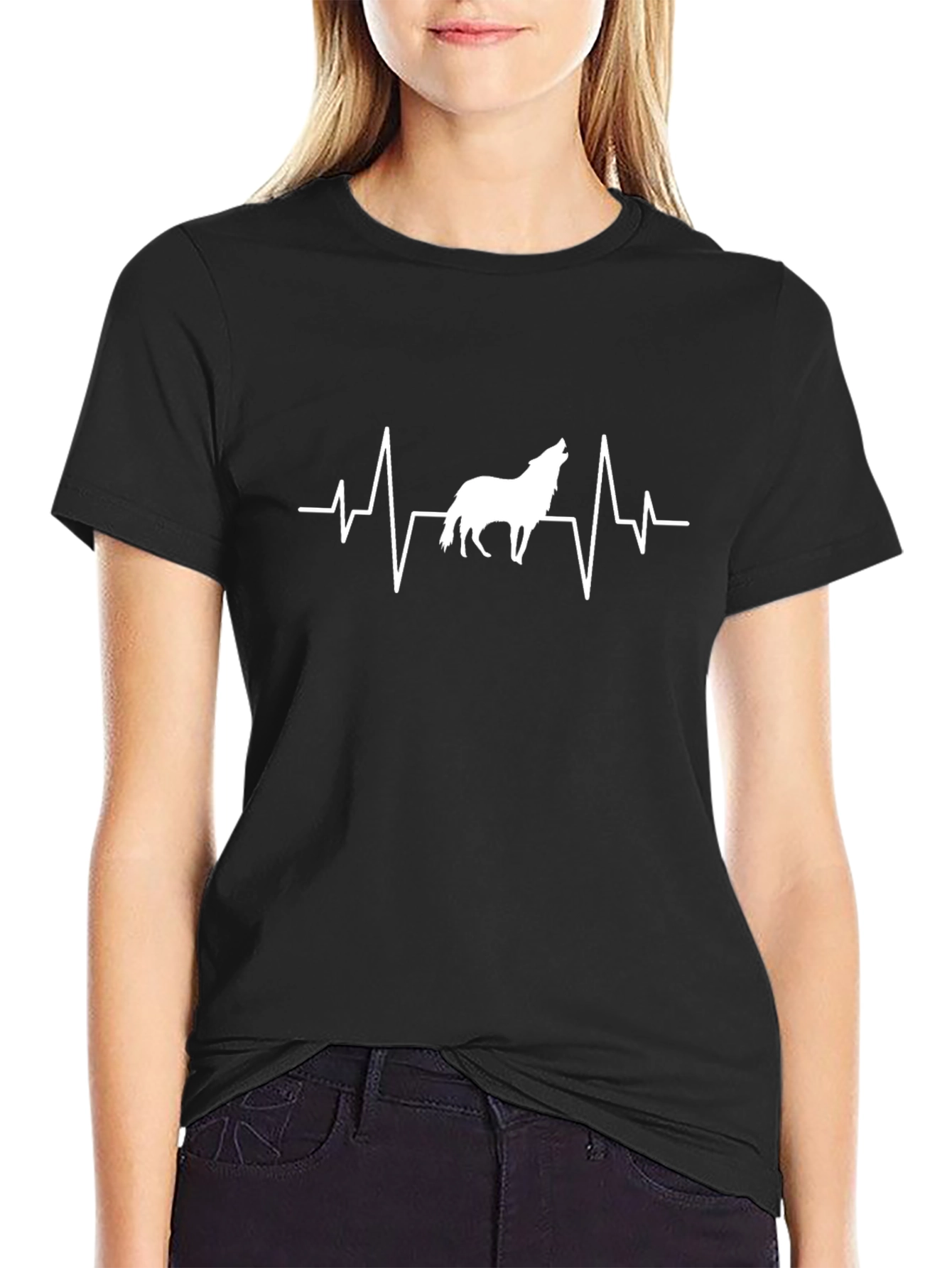 Wolf Heartbeat T-Shirt - Black