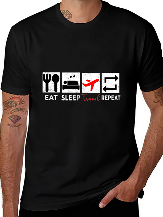 Eat Sleep Travel Repeat Graphic T-Shirt