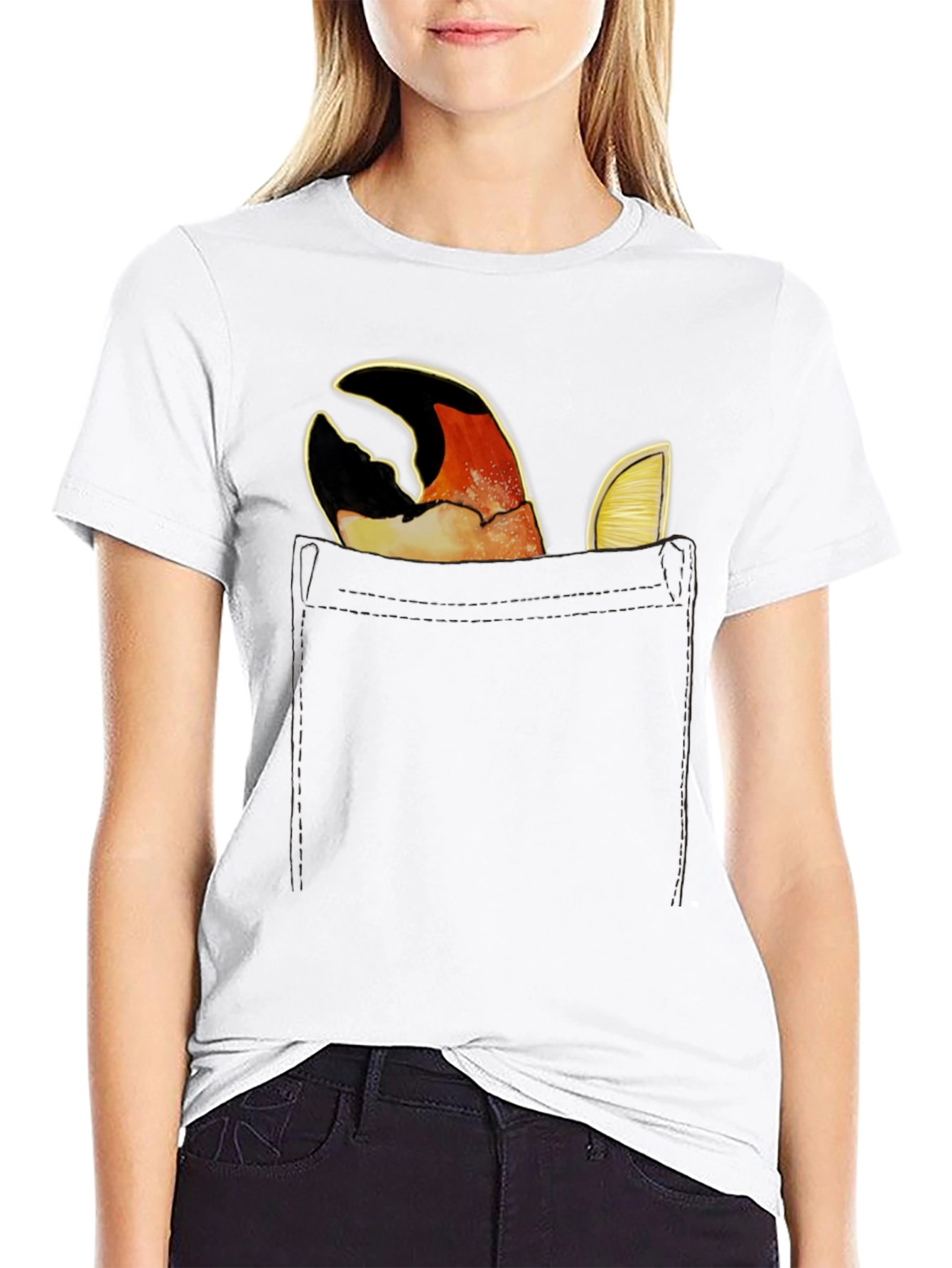 Crab Claw Pocket Tee - Novelty Graphic T-Shirt